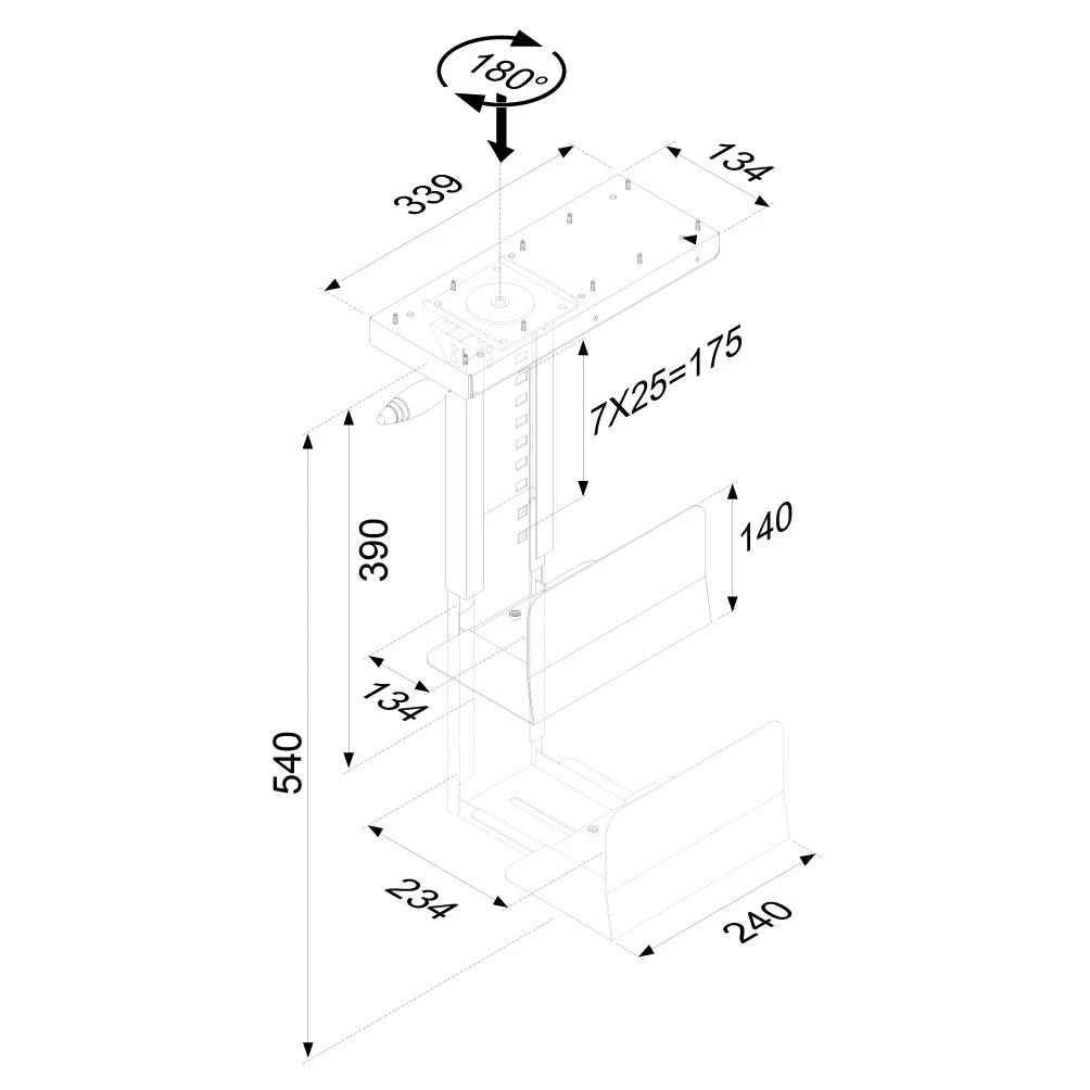 Neomounts Newstar CPU-D250 Ant stalo montuojamas CPU procesoriaus laikiklis Juoda