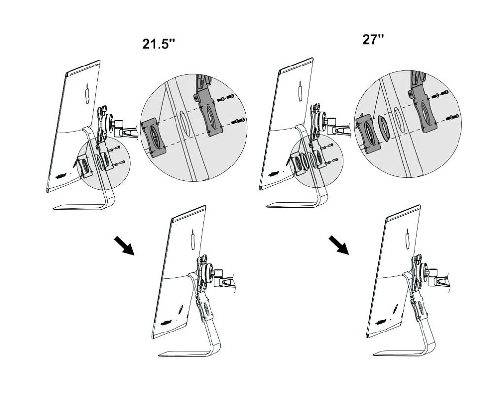 Newstar VESA plokštelės montavimo instrukcija iMac kompiuteriams