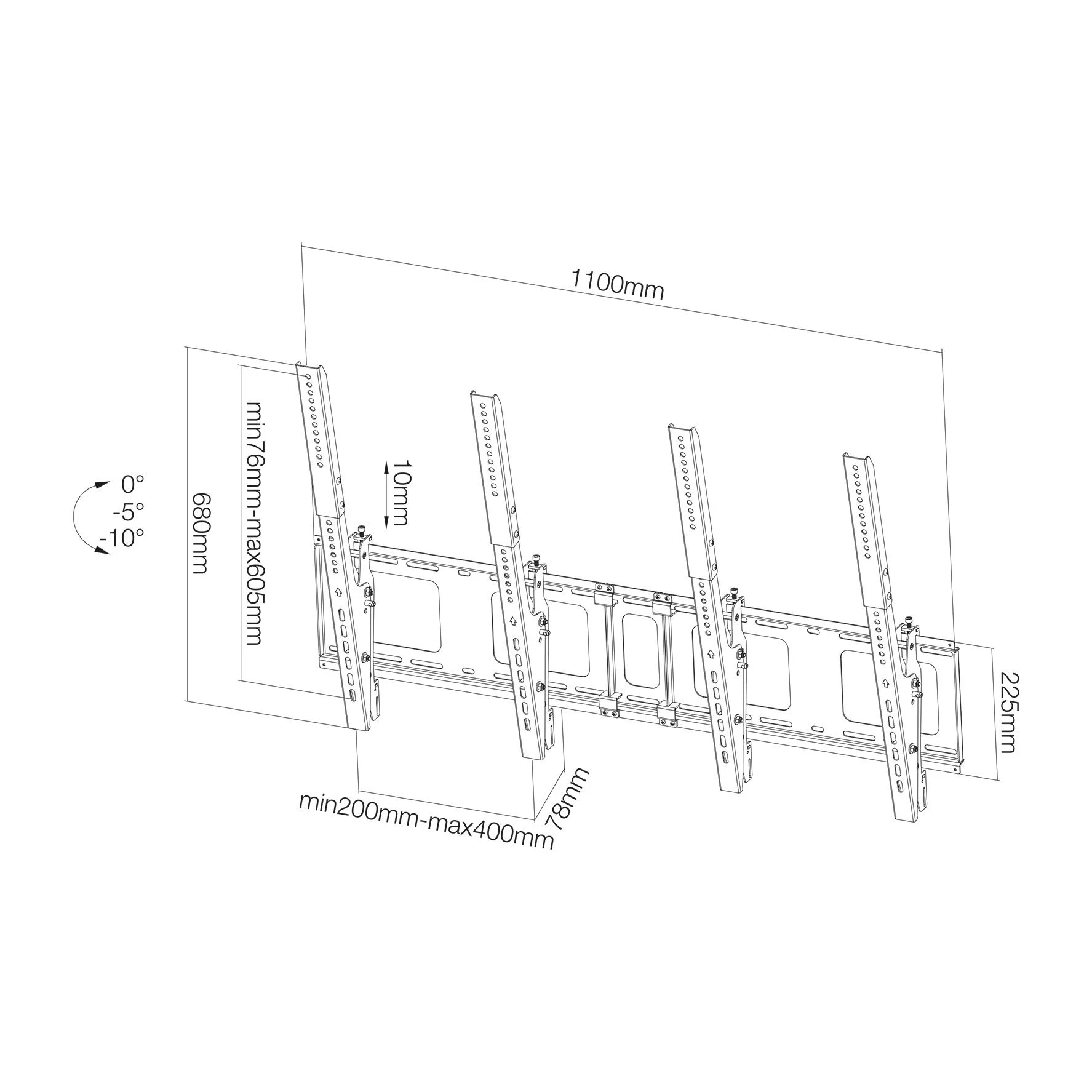 Laikiklis Neomounts Newstar NS-WMB200P 132,1 cm (52") Juoda