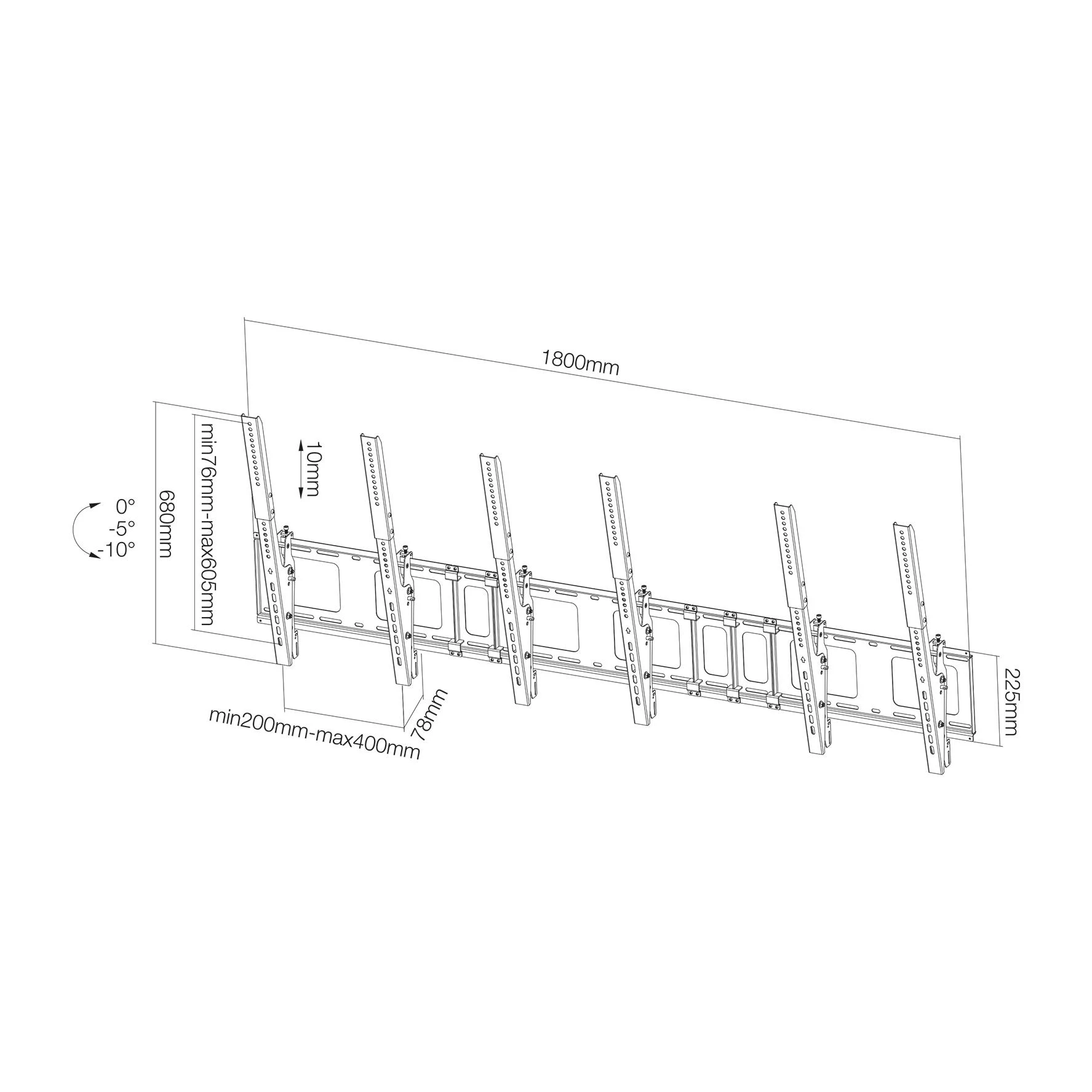 Laikiklis Neomounts Newstar NS-WMB300P 132,1 cm (52") Juoda