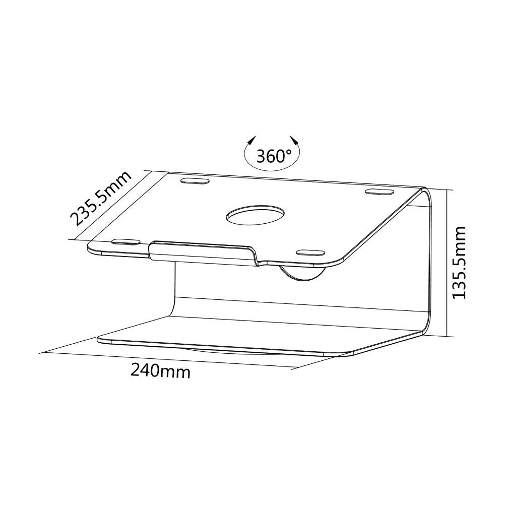 „Neomounts by Newstar“ nešiojamojo kompiuterio stalo stovas 10–17 colių (ergonomiškas, pasukamas 360 laipsnių kampu)