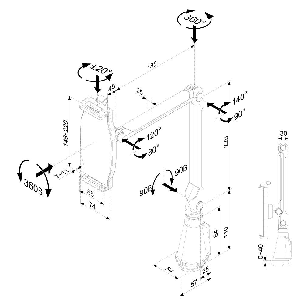 Laikiklis NewStar Planšetė & Išmanusis telefonas Arm (universel for all tablets & ), c:Sidabrinis