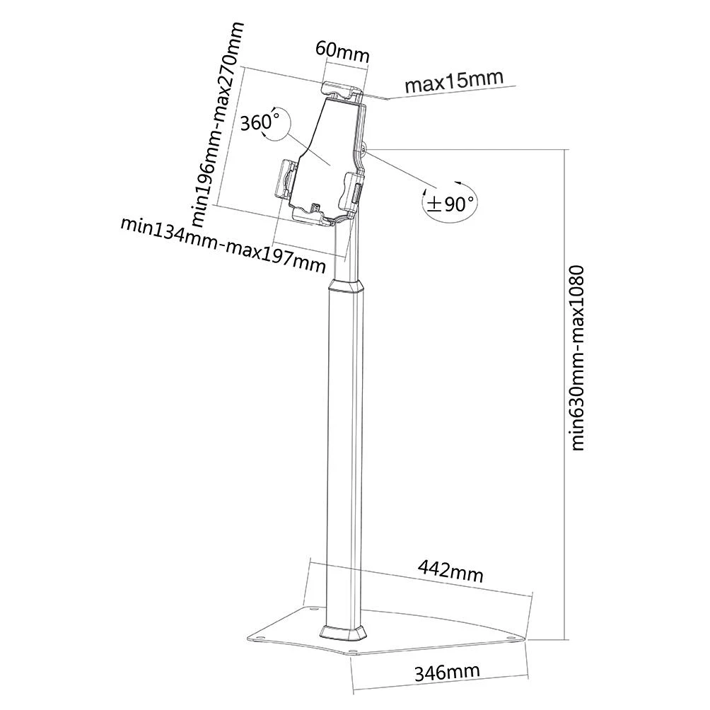 Laikiklis Neomounts NewStar Planšetė Floor Stand (fits most 7,9-10,5" tablets), c:Sidabrinis