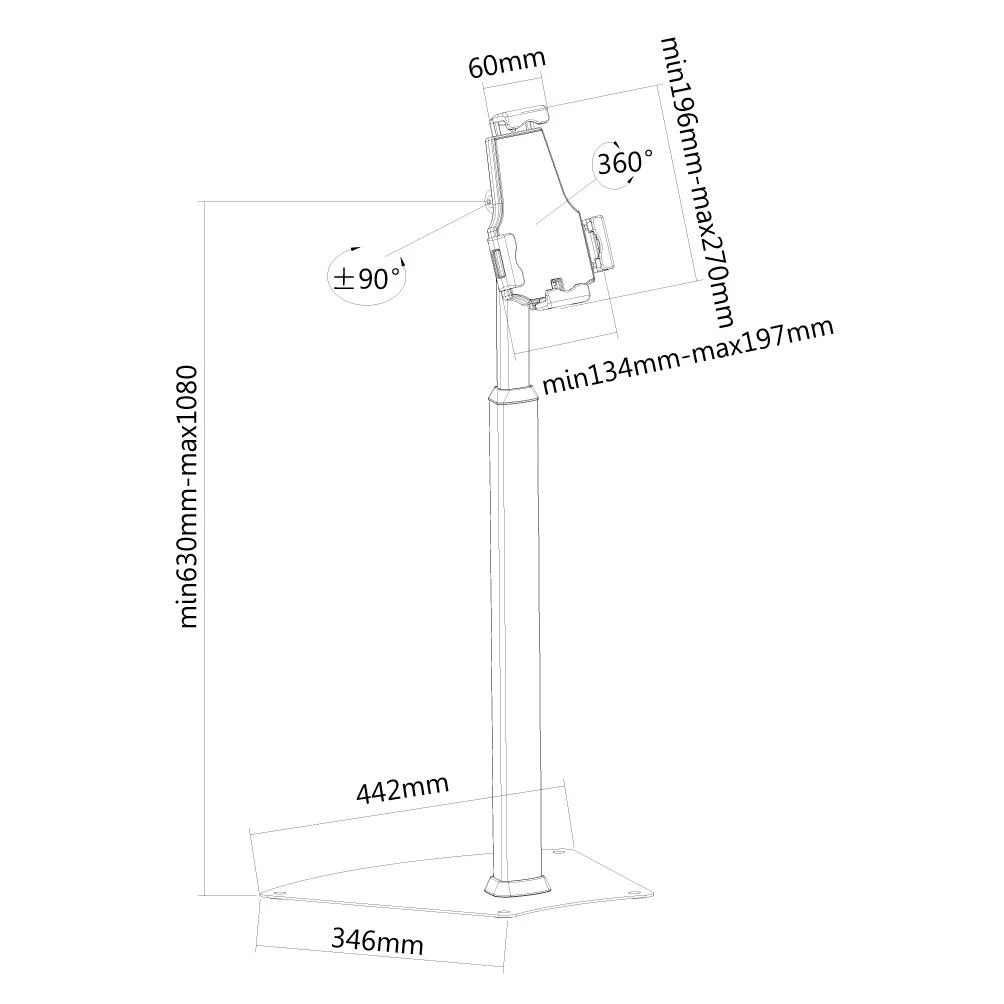 Laikiklis Neomounts NewStar Planšetė Floor Stand (fits most 7,9-10,5" tablets), c:Sidabrinis