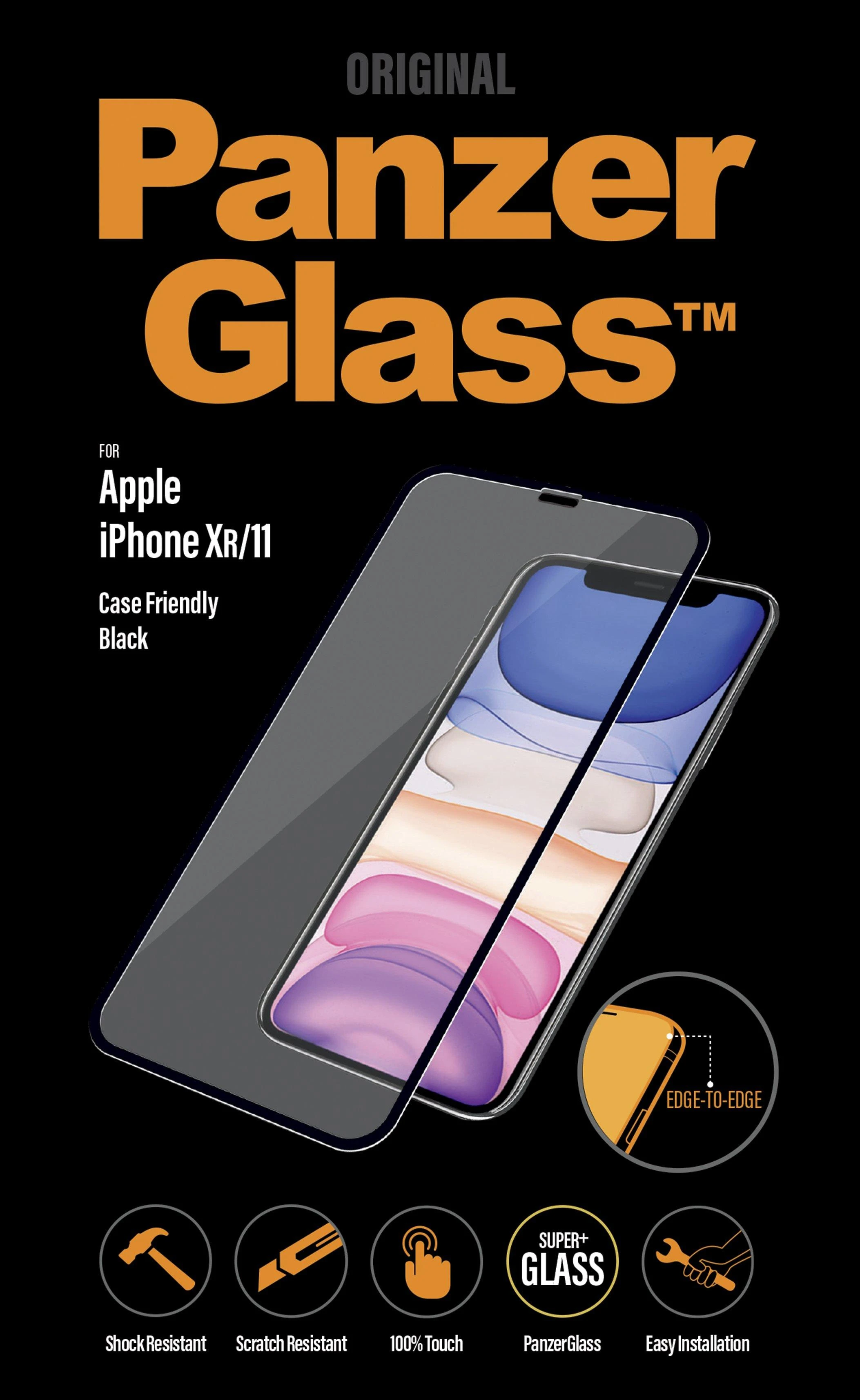 Panzer Glass Ekrano apsauga PREMIUM TEMPERED stiklas 3D ekrano apsauga pilnas dangtelis iPhone 11 Casefriendly (Juodas)