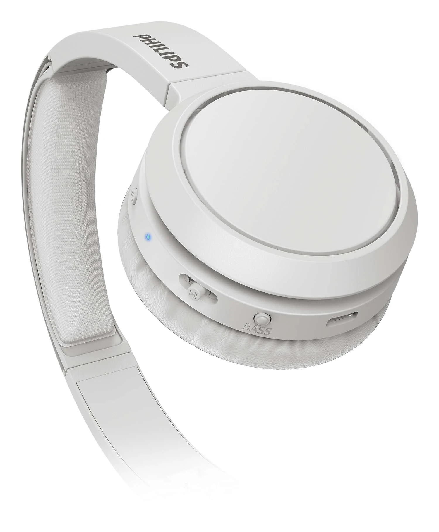 Baltos belaidės ausinės Philips TAH4205WT su BASS mygtuku