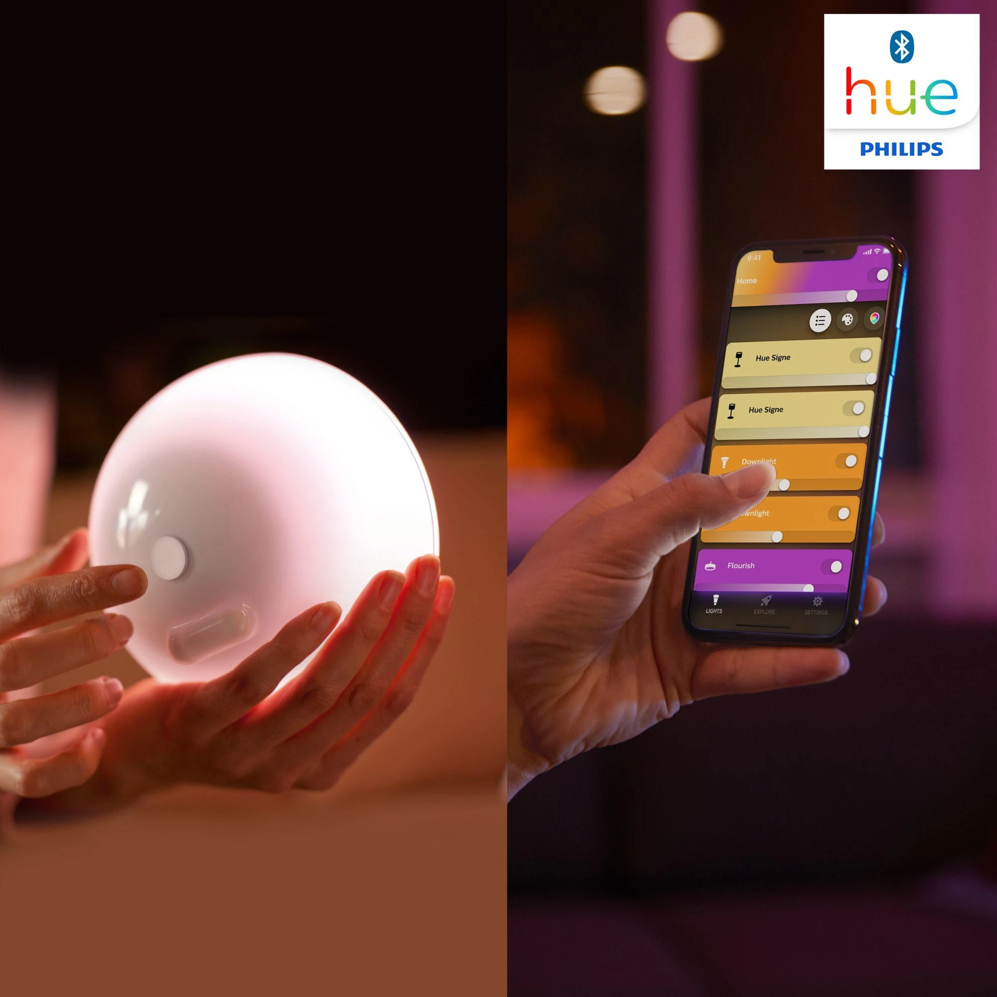 Nešiojamasis šviestuvas Philips Hue Go (Balta/spalvota)