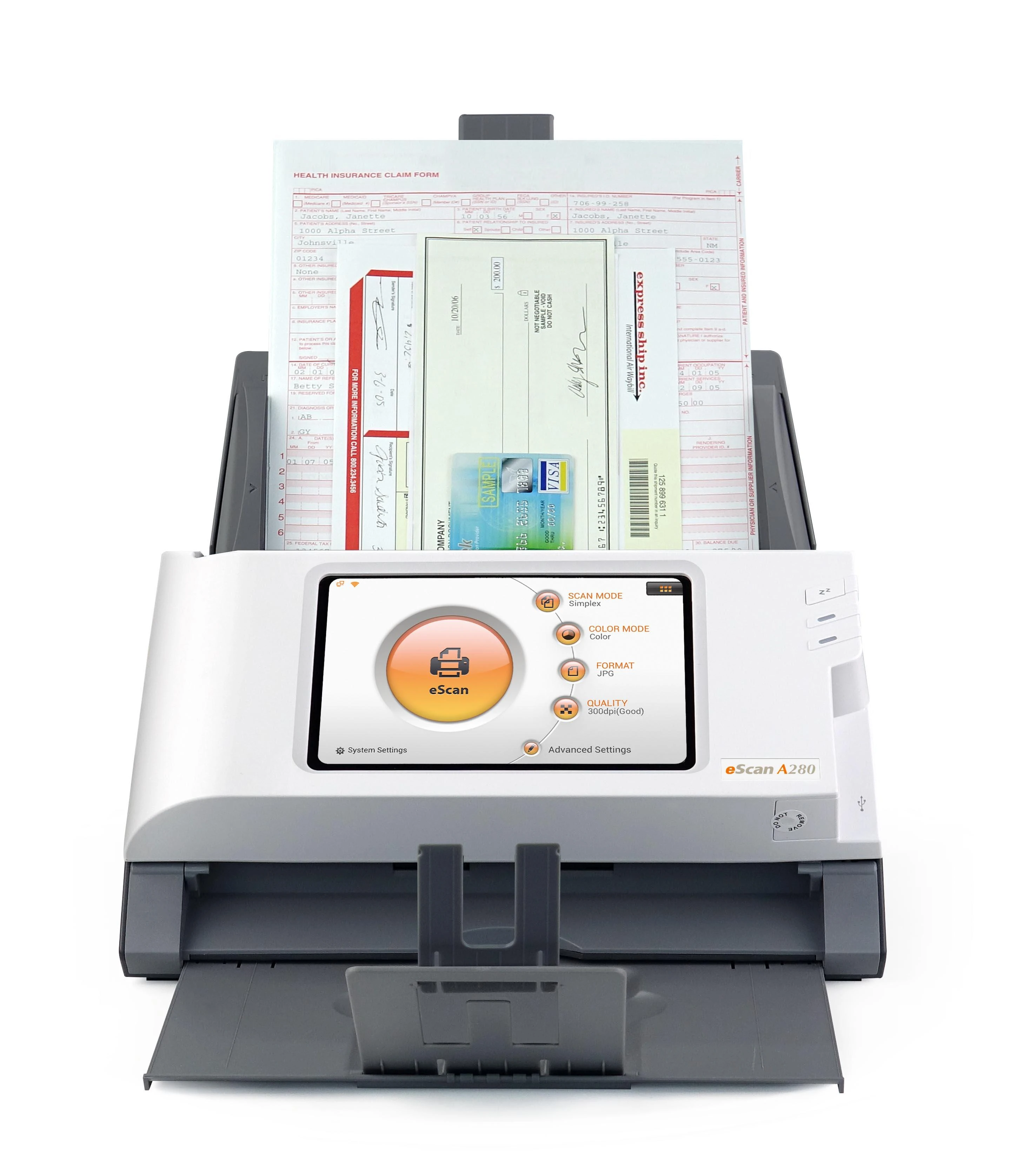 Skeneris Skaitytuvas su tiektuvu Plustek eScan A280 PLUS-ESCAN-A280 (216 x 356 mm, LAN, USB, WLAN)