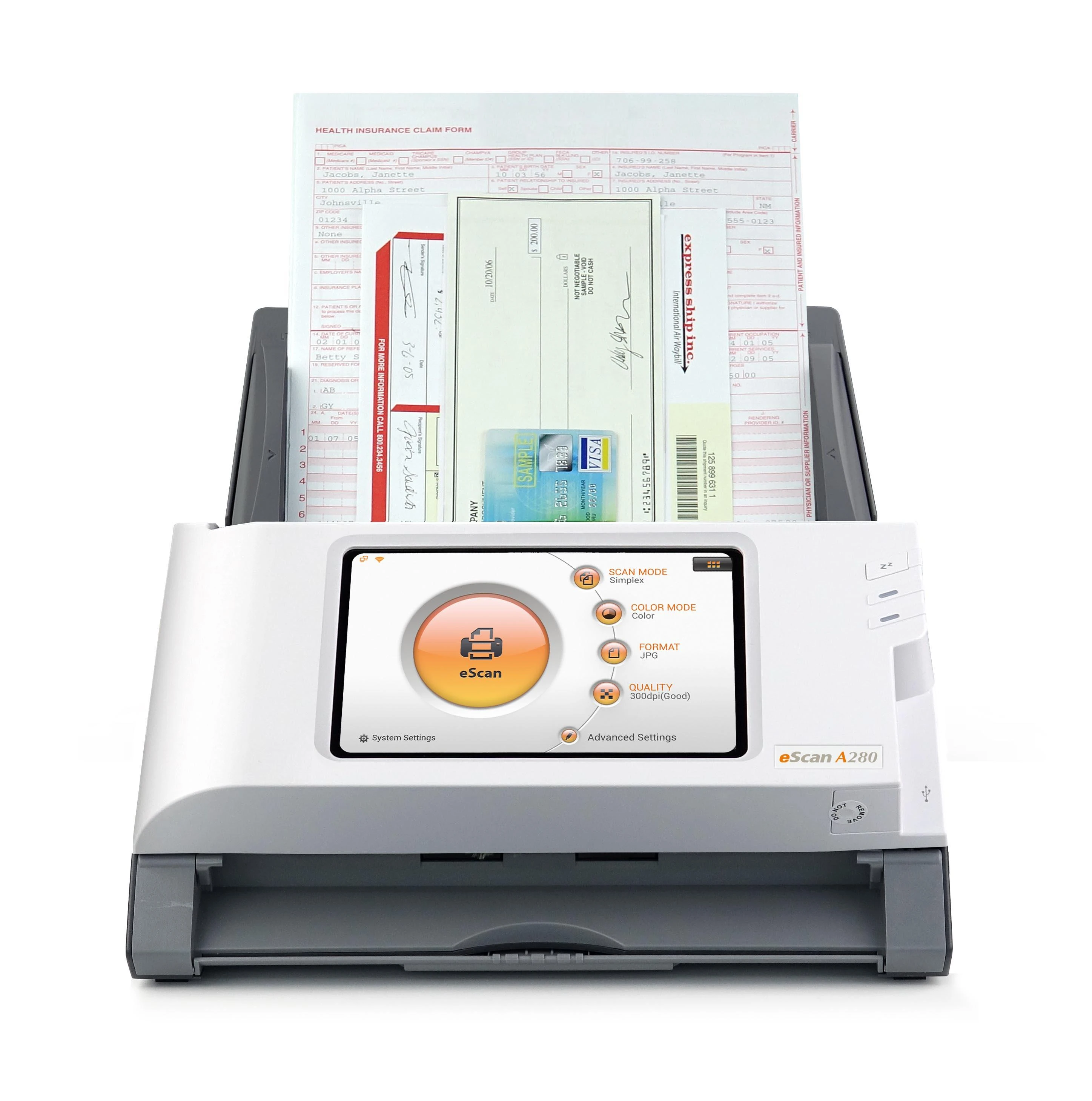 Skeneris Skaitytuvas su tiektuvu Plustek eScan A280 PLUS-ESCAN-A280 (216 x 356 mm, LAN, USB, WLAN)