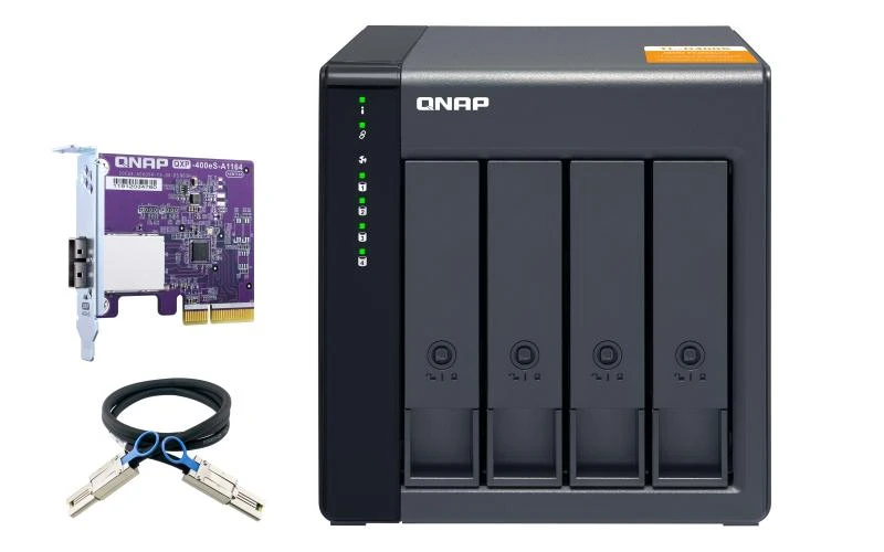 QNAP TL-D400S korpusas su instaliacine plokšte ir laidais