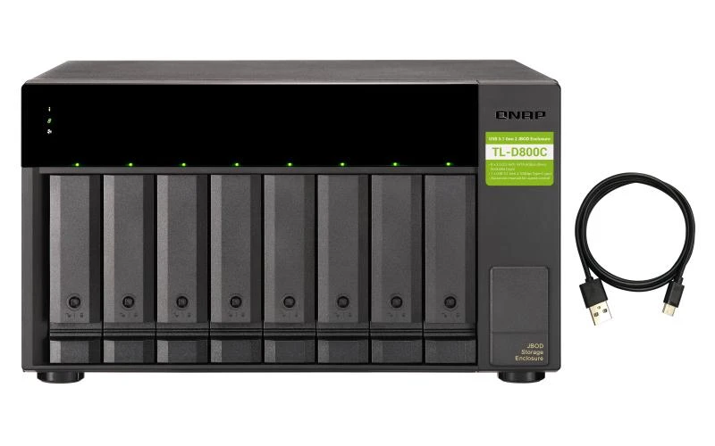 Serveris QNAP TL-D800C saugojimo diskų korpusas 2.5/3.5" HDD / SSD aptvaras Juoda, Pilka