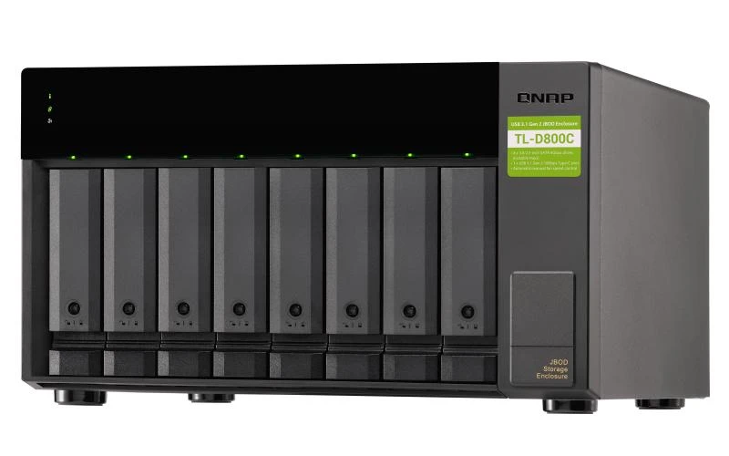 Serveris QNAP TL-D800C saugojimo diskų korpusas 2.5/3.5" HDD / SSD aptvaras Juoda, Pilka
