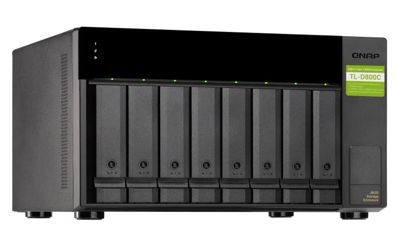 Serveris QNAP TL-D800C saugojimo diskų korpusas 2.5/3.5" HDD / SSD aptvaras Juoda, Pilka