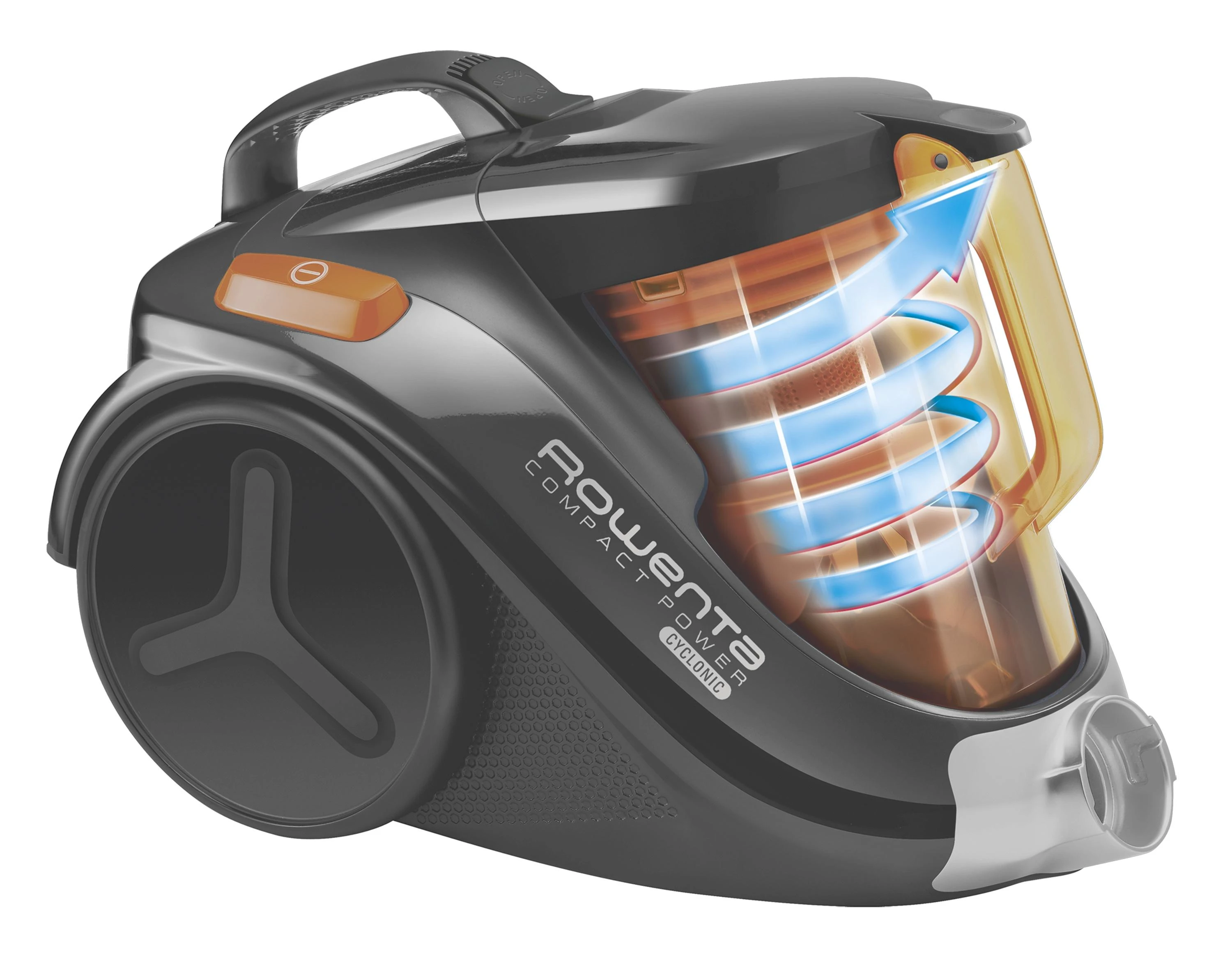 Rowenta RO3753EA dulkių siurblys be maišelio, sausas valymas, galia 750 W, dulkių talpa 1,5 l, 79 dB, juodas/oranžinis