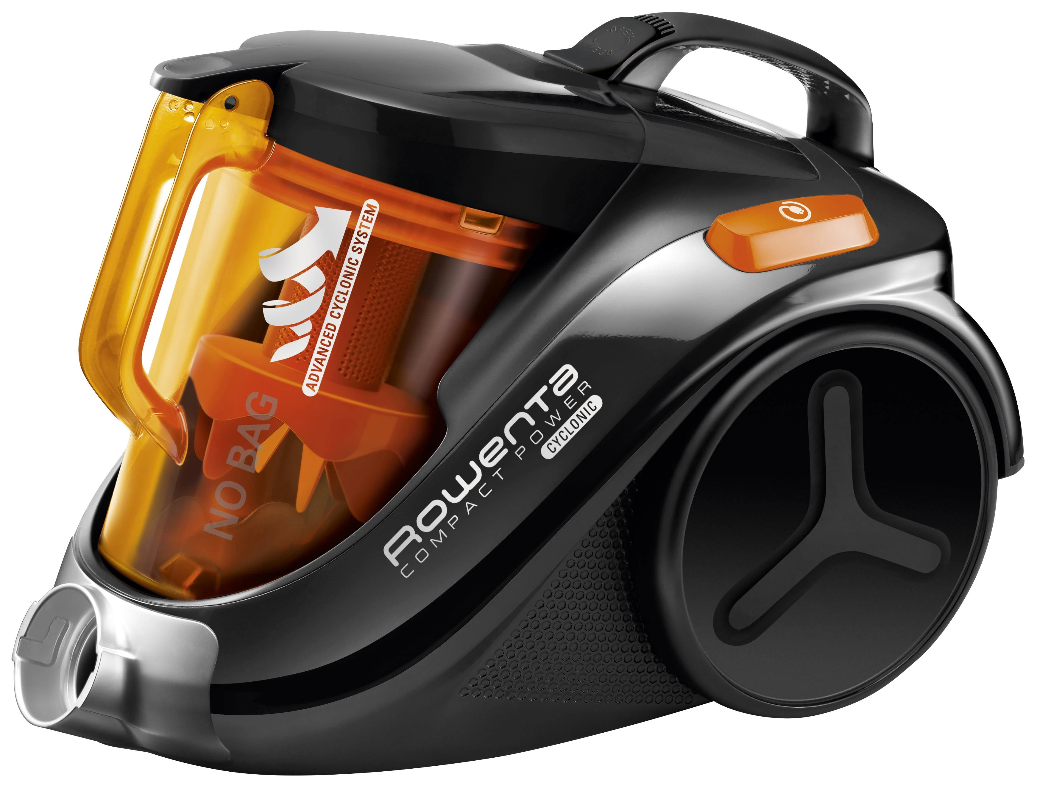 Rowenta RO3753EA dulkių siurblys be maišelio, sausas valymas, galia 750 W, dulkių talpa 1,5 l, 79 dB, juodas/oranžinis