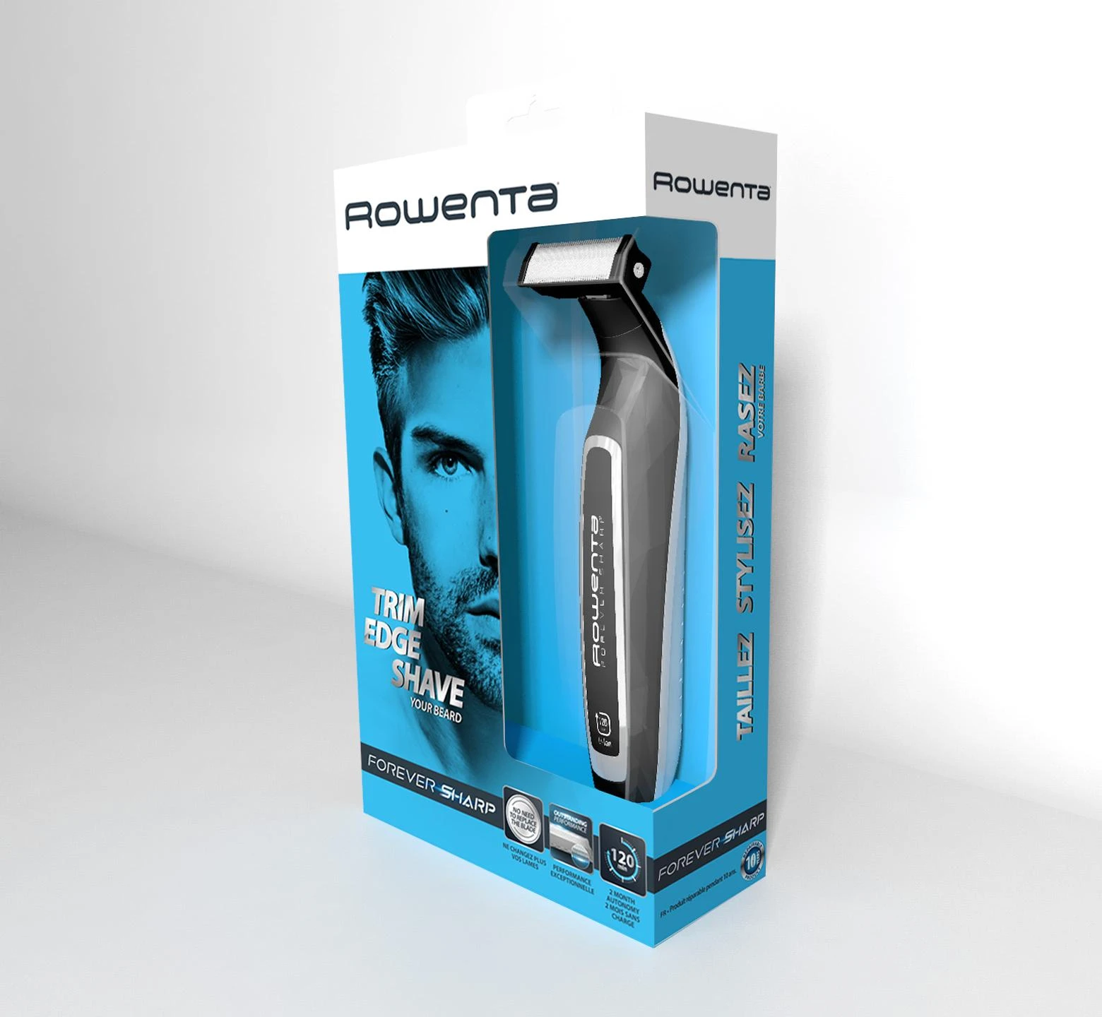Rowenta Forever Sharp TN6000 barzdos kirpimo mašinėlė „Wet & Dry“ Juoda, Sidabras