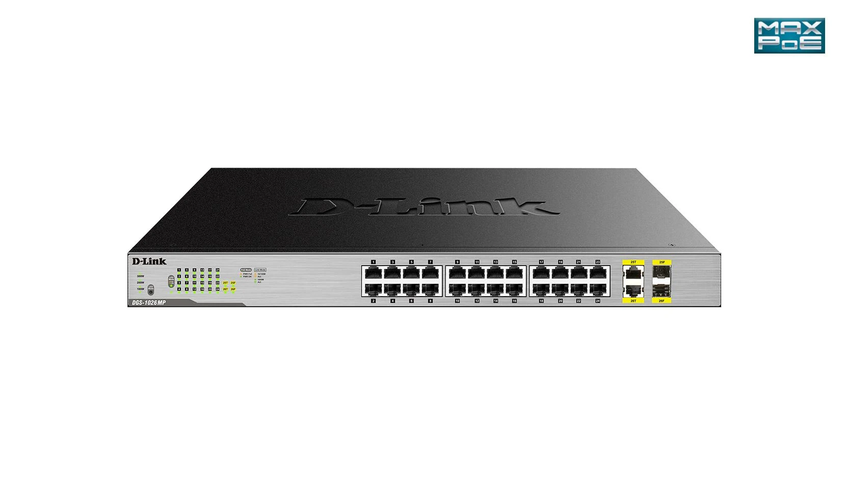 Šakotuvas D-Link | Jungiklis | DGS-1026MP | Nevaldomas | Montuojamas ant stovo | Gigabit Ethernet (vario) jungtys kiekis 24 | SFP jungtys kiekis 2 | PoE/Poe+ jungtys kiekis 24 | Maitinimo tipas Vienvietis | 24 mėn.