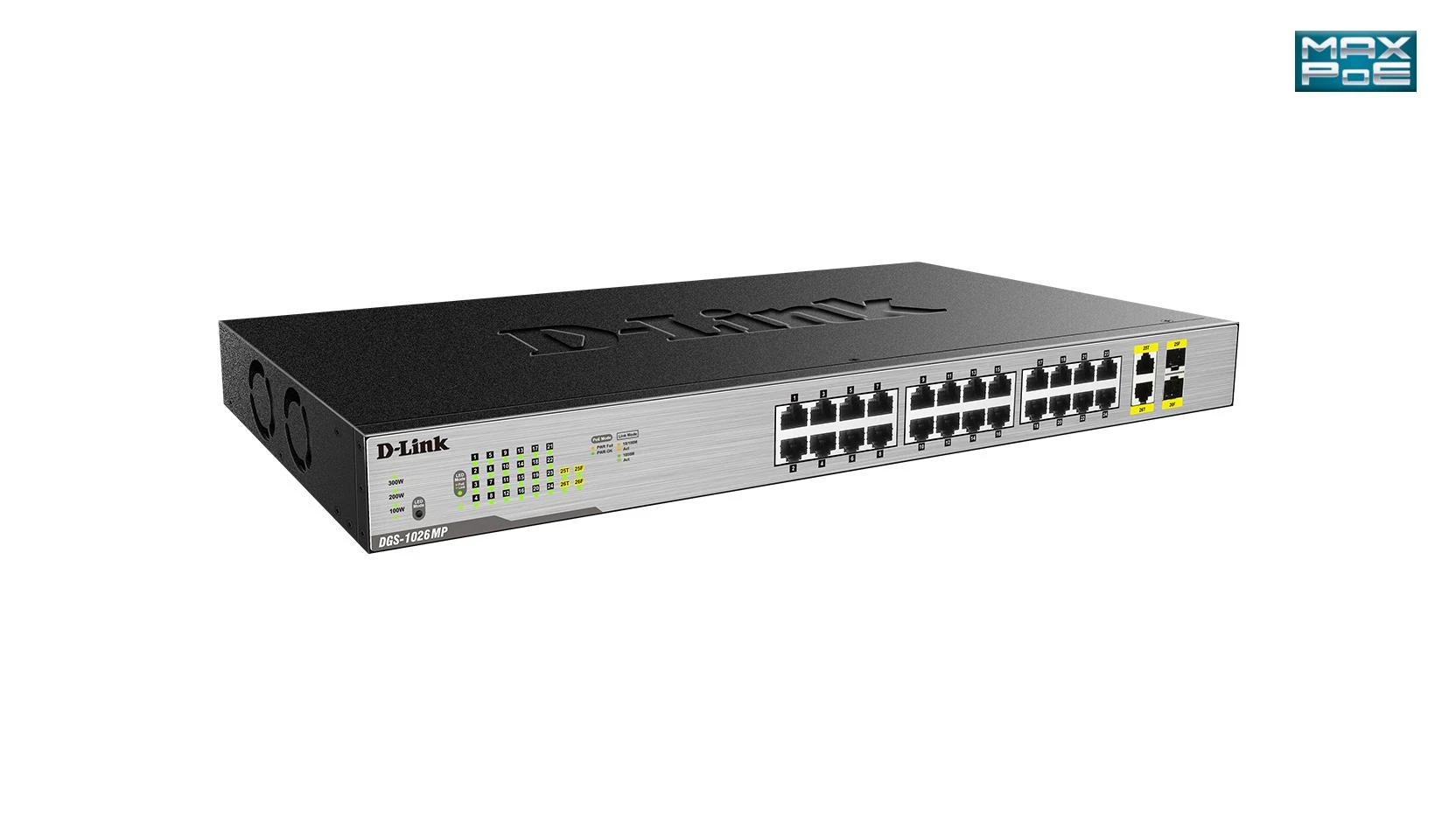 Šakotuvas D-Link | Jungiklis | DGS-1026MP | Nevaldomas | Montuojamas ant stovo | Gigabit Ethernet (vario) jungtys kiekis 24 | SFP jungtys kiekis 2 | PoE/Poe+ jungtys kiekis 24 | Maitinimo tipas Vienvietis | 24 mėn.