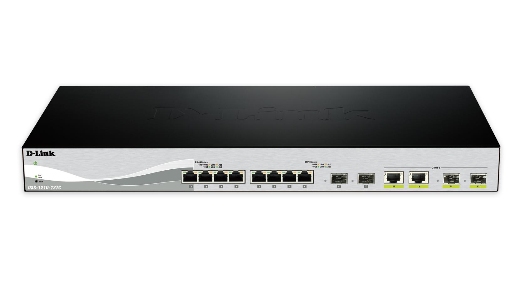 Šakotuvas D-Link | Komutatorius | DXS-1210-12SC | Žiniatinklio valdymas | Darbalaukio kompiuteriai | SFP+ jungčių kiekis: 10 | Kombinuotų jungčių kiekis: 2 | Maitinimo šaltinio tipas: Vienas | 24 mėn.
