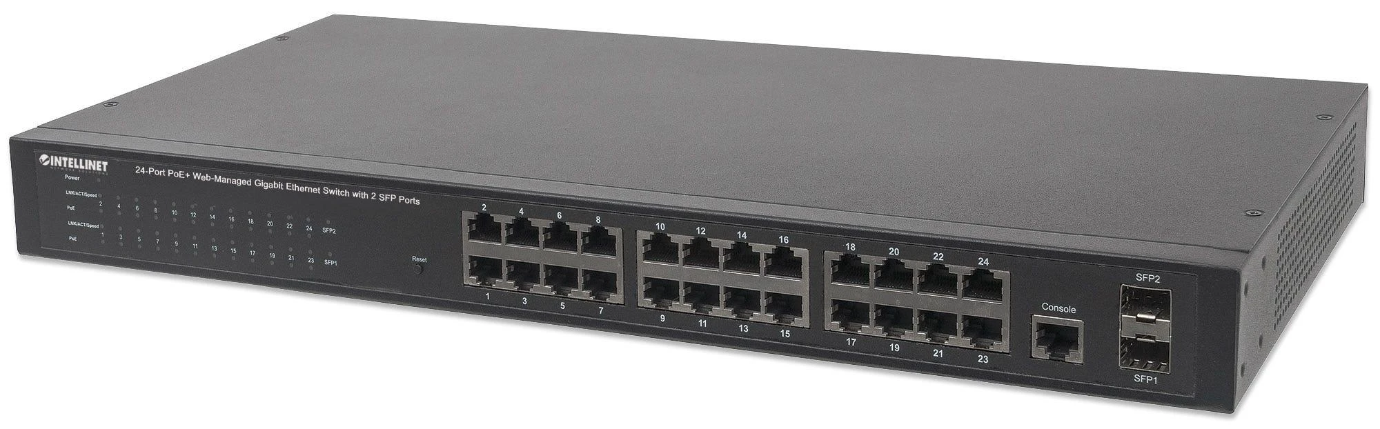 Šakotuvas Intellinet 560559 tinklo komutatorius Gigabit Ethernet (10/100/1000) Juoda Maitinimas per Eternetą (PoE)