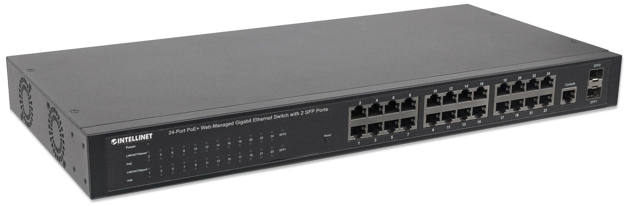 Šakotuvas Intellinet 560559 tinklo komutatorius Gigabit Ethernet (10/100/1000) Juoda Maitinimas per Eternetą (PoE)