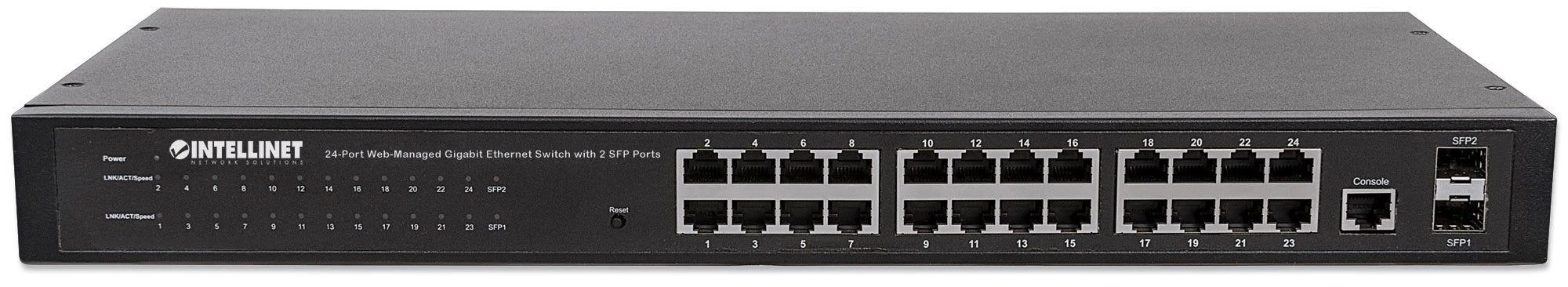 Šakotuvas Intellinet 560917 tinklo komutatorius Valdomas Gigabit Ethernet (10/100/1000) Juoda 1U