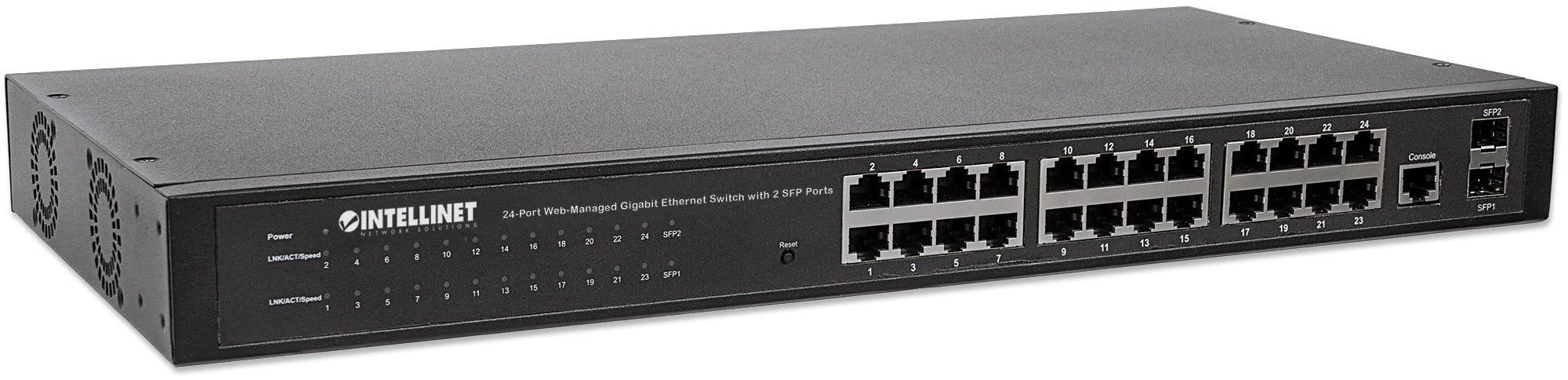 Šakotuvas Intellinet 560917 tinklo komutatorius Valdomas Gigabit Ethernet (10/100/1000) Juoda 1U