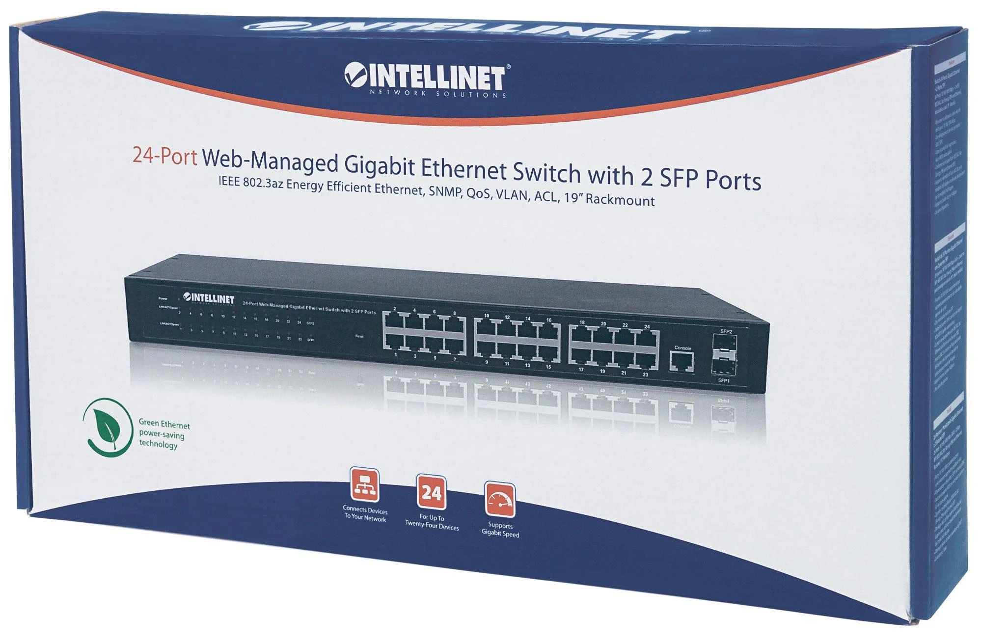 Šakotuvas Intellinet 560917 tinklo komutatorius Valdomas Gigabit Ethernet (10/100/1000) Juoda 1U