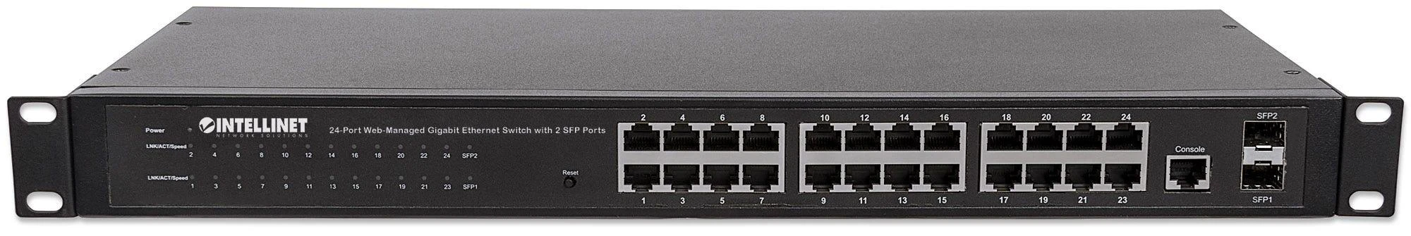 Šakotuvas Intellinet 560917 tinklo komutatorius Valdomas Gigabit Ethernet (10/100/1000) Juoda 1U