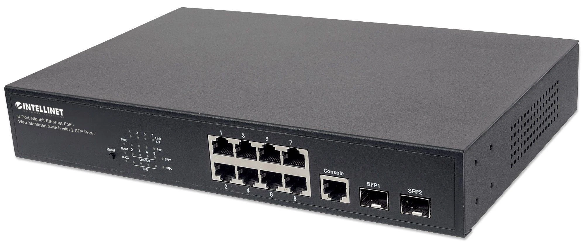 Šakotuvas Intellinet 561167 tinklo komutatorius Valdomas Gigabit Ethernet (10/100/1000) Juoda Maitinimas per Eternetą (PoE)