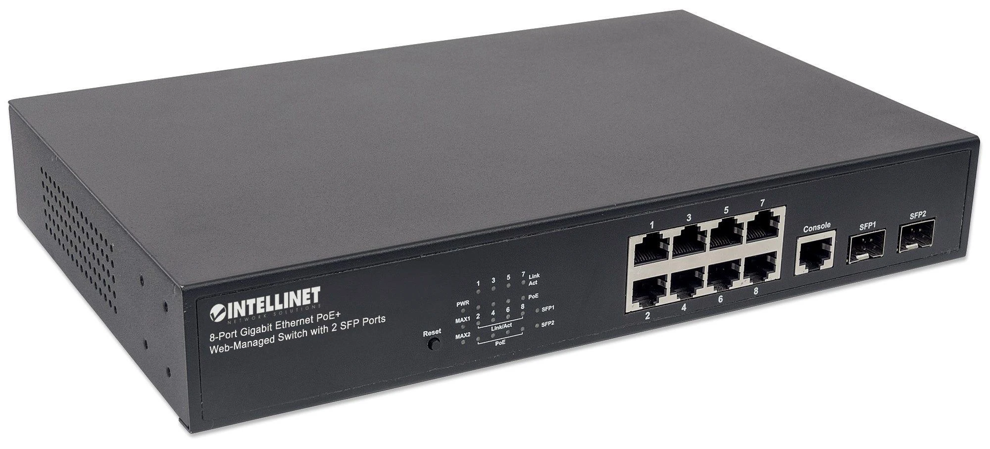 Šakotuvas Intellinet 561167 tinklo komutatorius Valdomas Gigabit Ethernet (10/100/1000) Juoda Maitinimas per Eternetą (PoE)