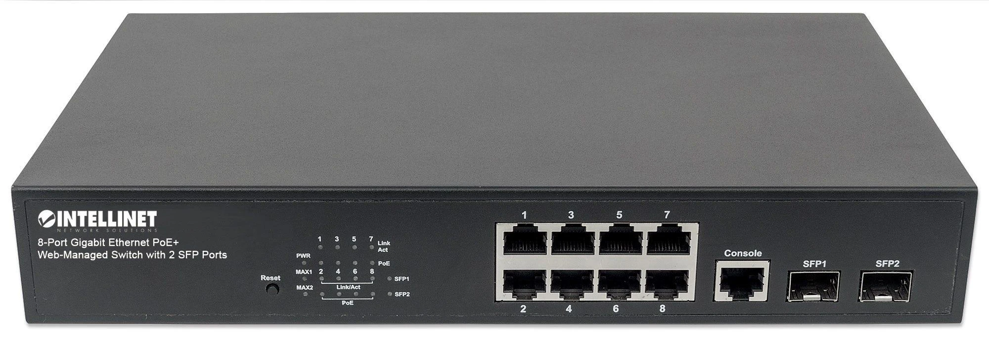 Šakotuvas Intellinet 561167 tinklo komutatorius Valdomas Gigabit Ethernet (10/100/1000) Juoda Maitinimas per Eternetą (PoE)