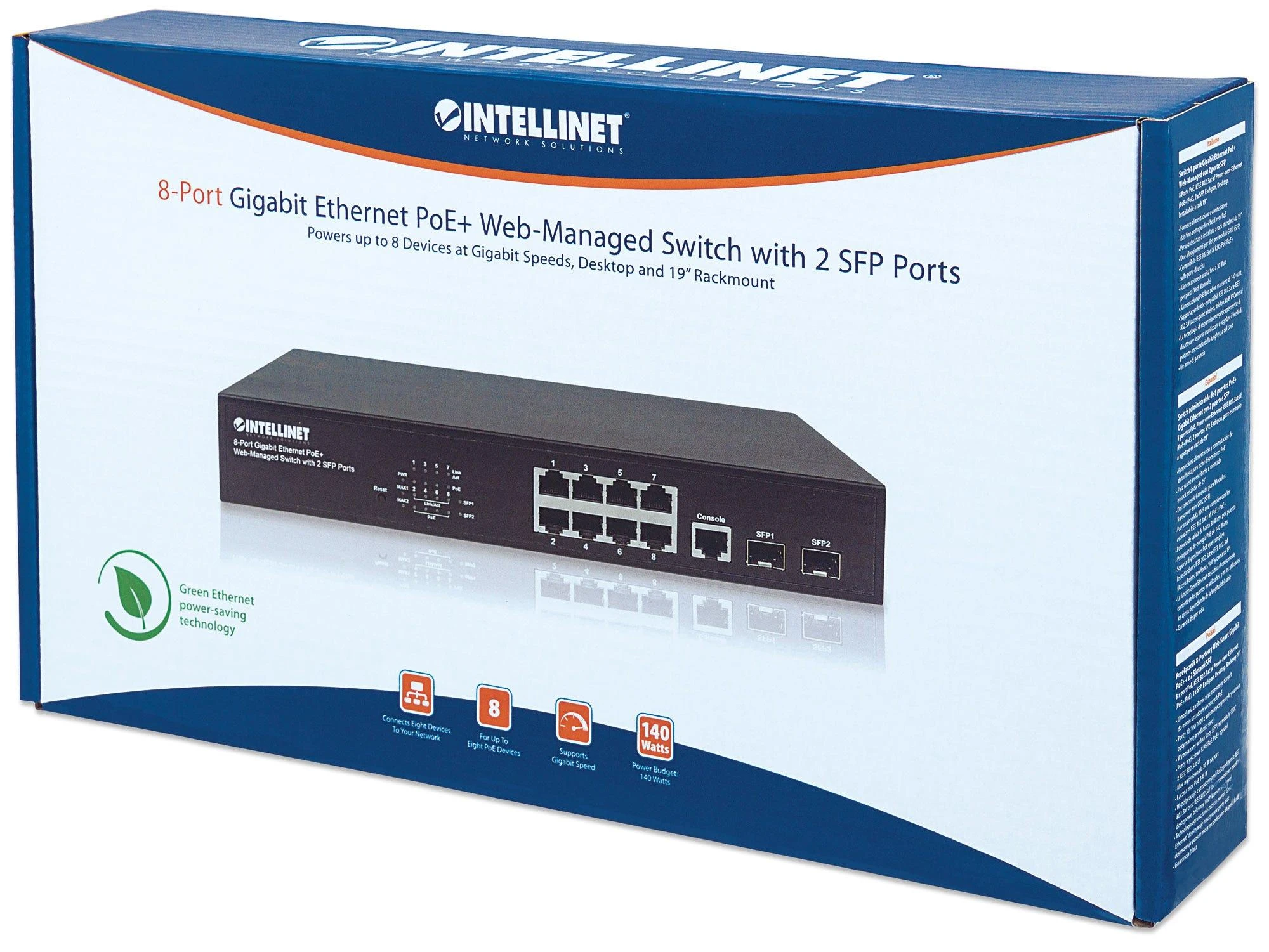 Šakotuvas Intellinet 561167 tinklo komutatorius Valdomas Gigabit Ethernet (10/100/1000) Juoda Maitinimas per Eternetą (PoE)