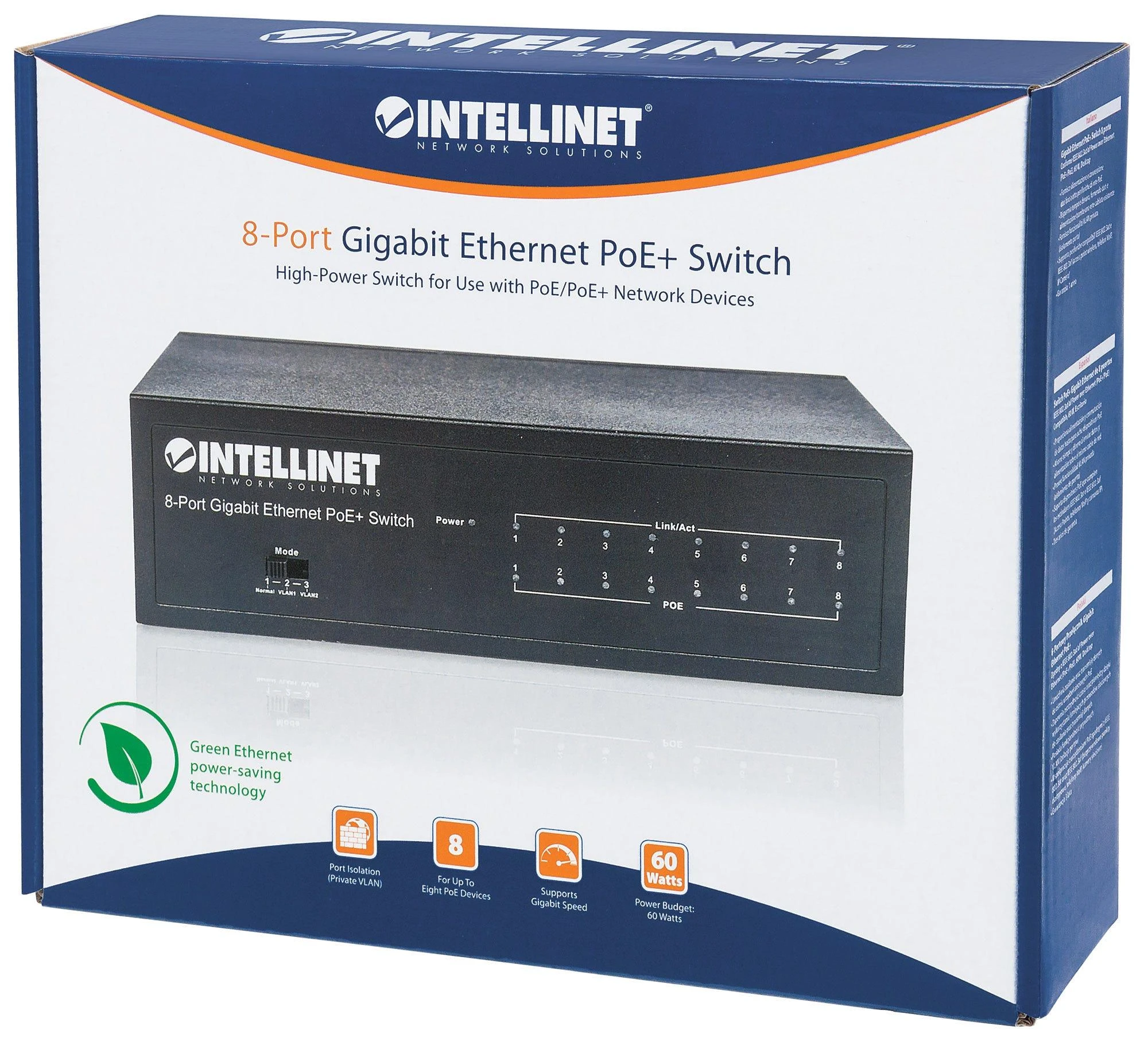 Šakotuvas Intellinet 561204 tinklo komutatorius Valdomas Gigabit Ethernet (10/100/1000) Juoda Maitinimas per Eternetą (PoE)