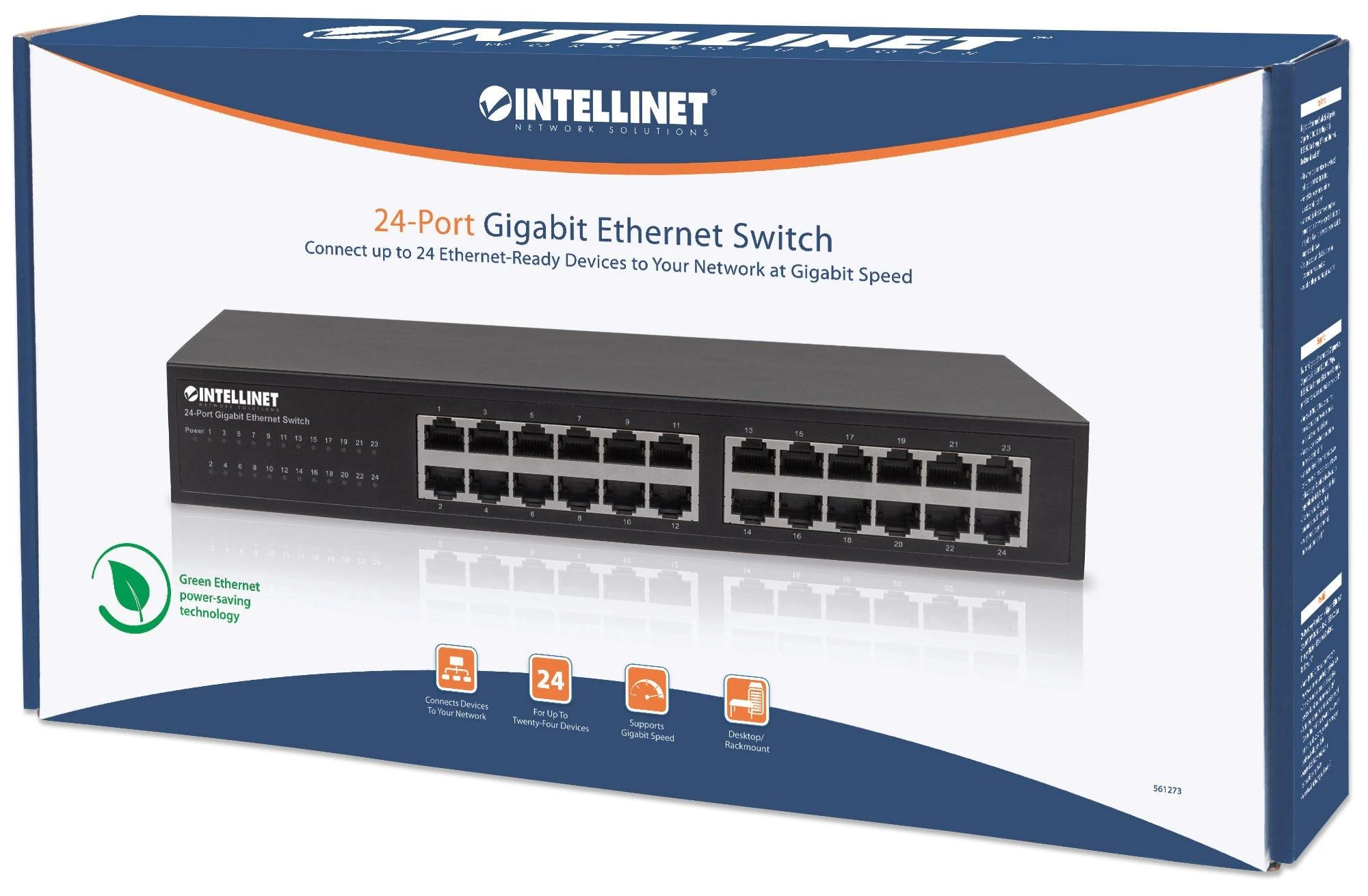Šakotuvas Intellinet 561273 tinklo komutatorius Gigabit Ethernet (10/100/1000) Juoda