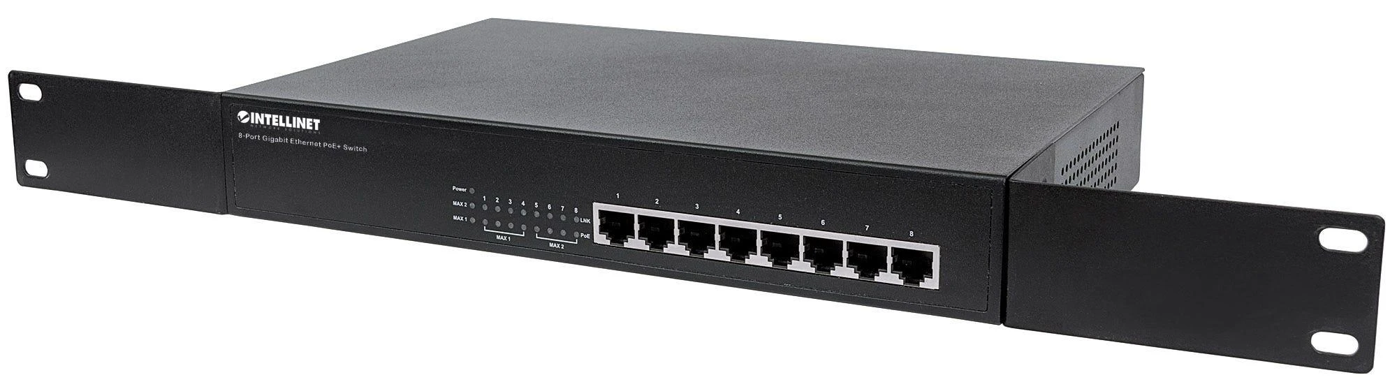 Šakotuvas Intellinet 8-Port PoE+ Desktop Gigabit Switch Gigabit Ethernet (10/100/1000) Juoda Maitinimas per Eternetą (PoE)