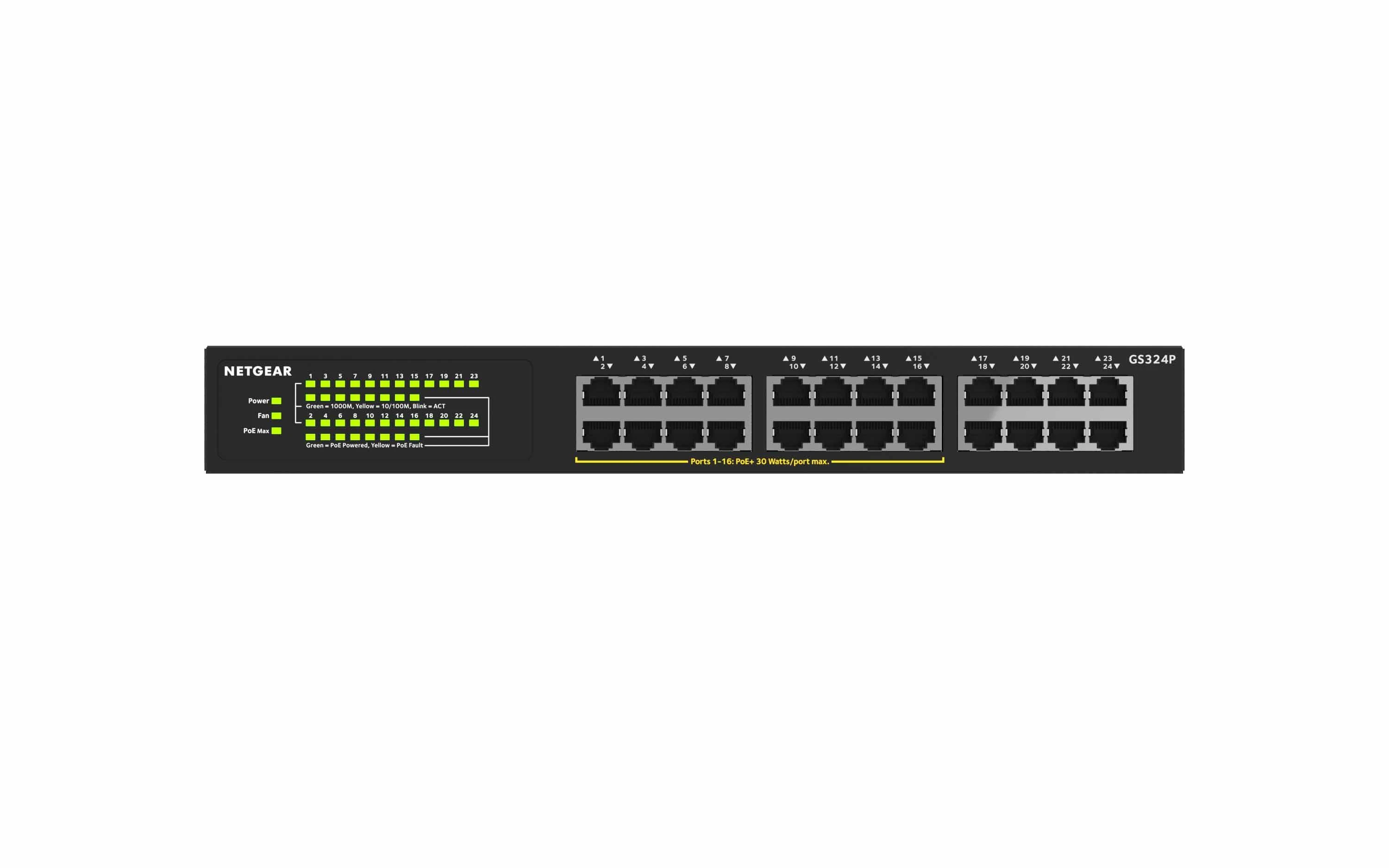 Šakotuvas NETGEAR 24PT GIGE UNMANAGED SWITCH W/POE+