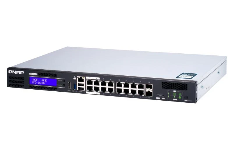 Šakotuvas QNAP QGD-1600P Valdomas Gigabit Ethernet (10/100/1000) Juoda, Pilka Maitinimas per Eternetą (PoE)