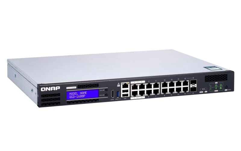 Šakotuvas QNAP QGD-1600P Valdomas Gigabit Ethernet (10/100/1000) Juoda, Pilka Maitinimas per Eternetą (PoE)