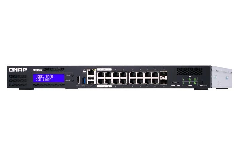 Šakotuvas QNAP QGD-1600P Valdomas Gigabit Ethernet (10/100/1000) Juoda, Pilka Maitinimas per Eternetą (PoE)