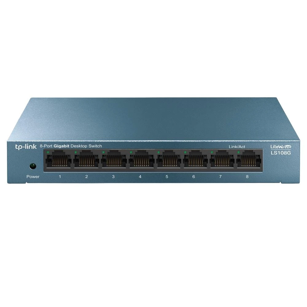 Šakotuvas TP-LINK LiteWave 8 prievadų gigabito darbalaukio komutatorius su 8 gigabito RJ45 prievadais, plieniniame korpuse