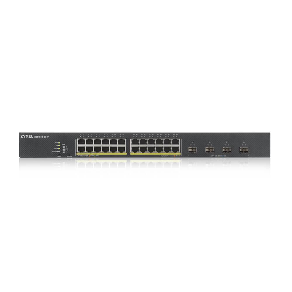 Šakotuvas ZYXEL XGS1930-28HP, 28 PORTŲ SMART MANAGED POE JUNGIKLIS, 24X GIGABIT POE IR 4X 10G SFP+, HIBIRDINIS REŽIMAS, STANDALINIS ARBA NEBULAFLEX DEBESIS, 375 W POE