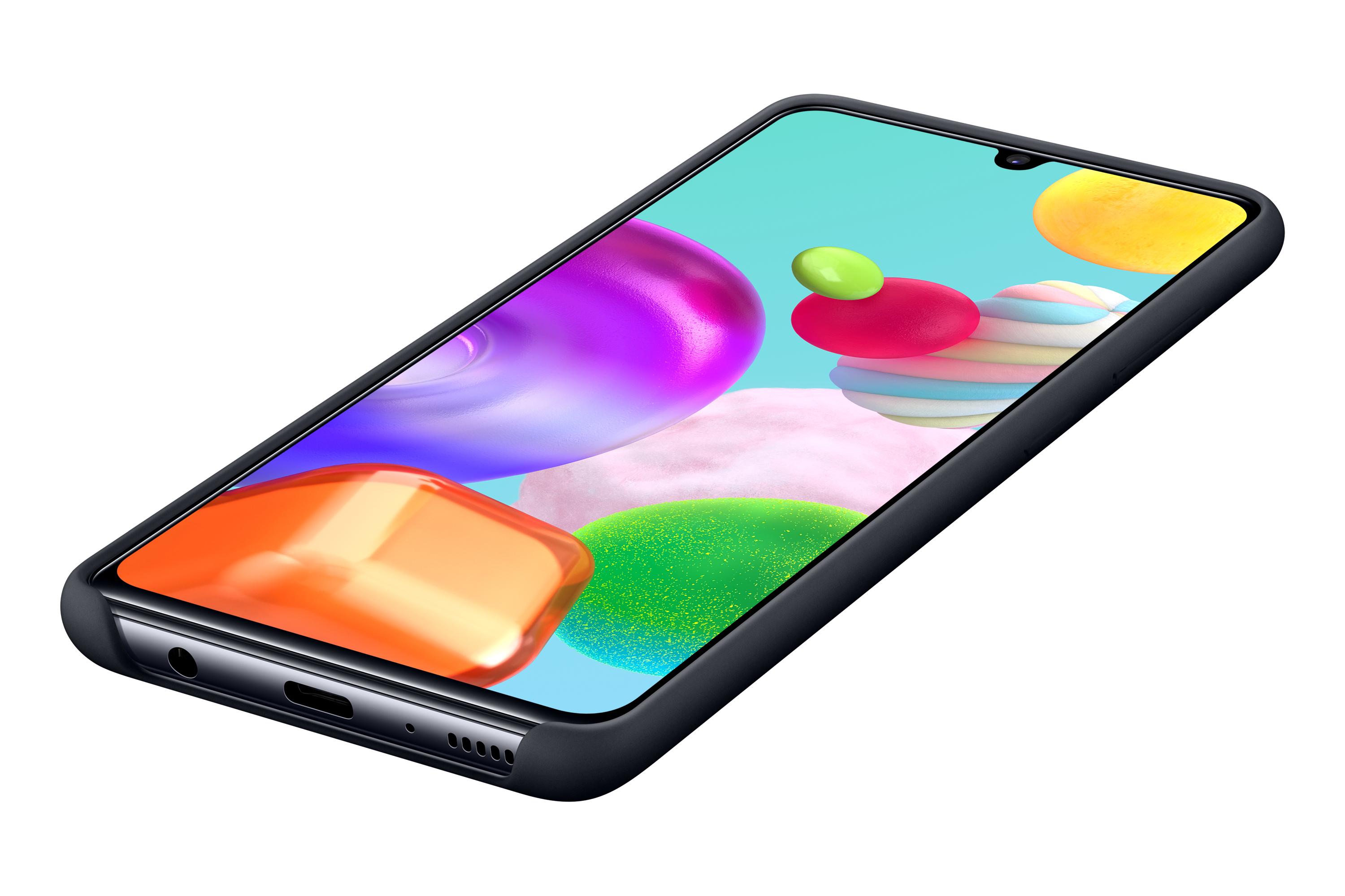 PA415TBE Silikoninis dėklas skirtas Samsung Galaxy A41 (Juodas)