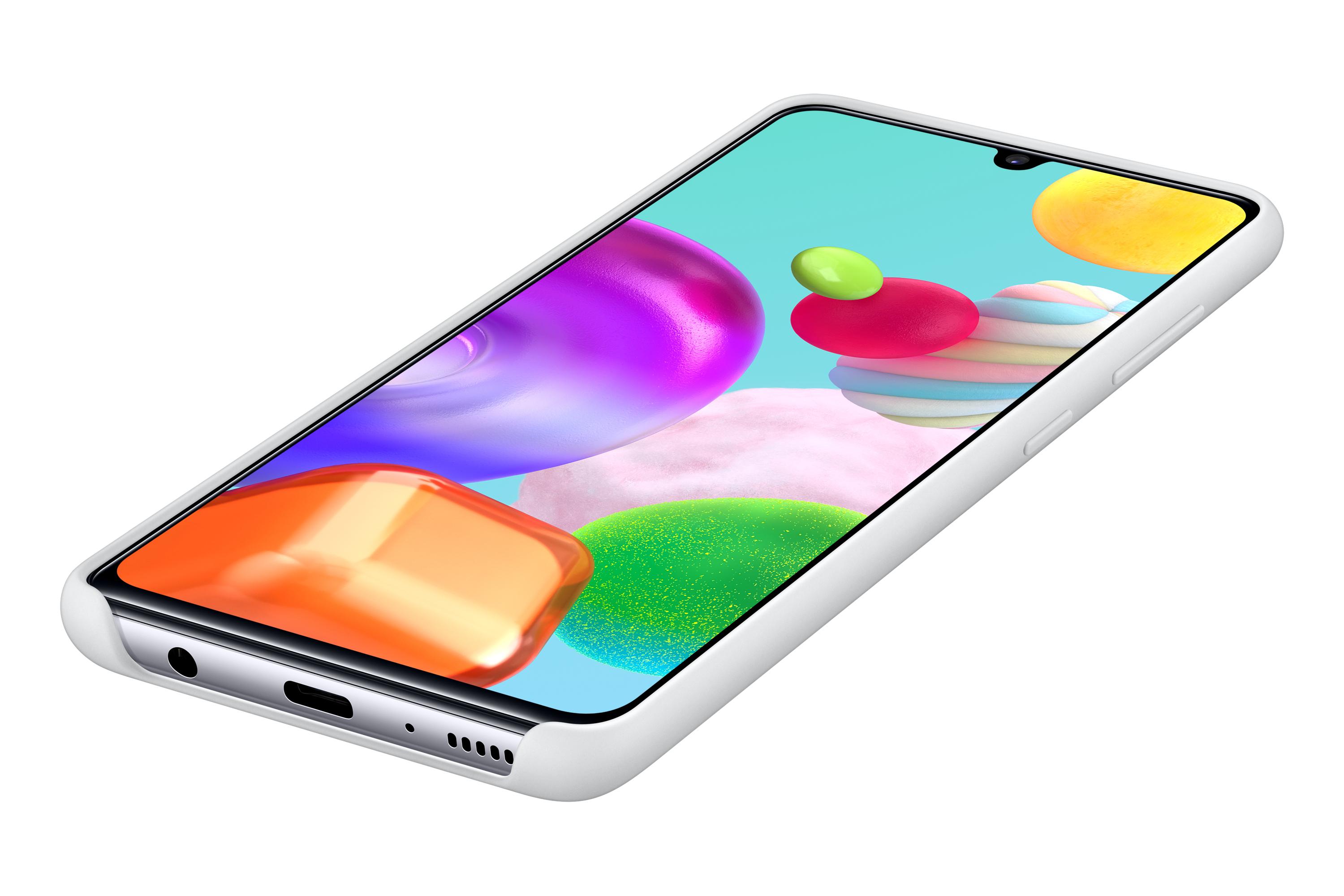 PA415TWE Silikoninis dėklas skirtas Samsung Galaxy A41 (Baltas)