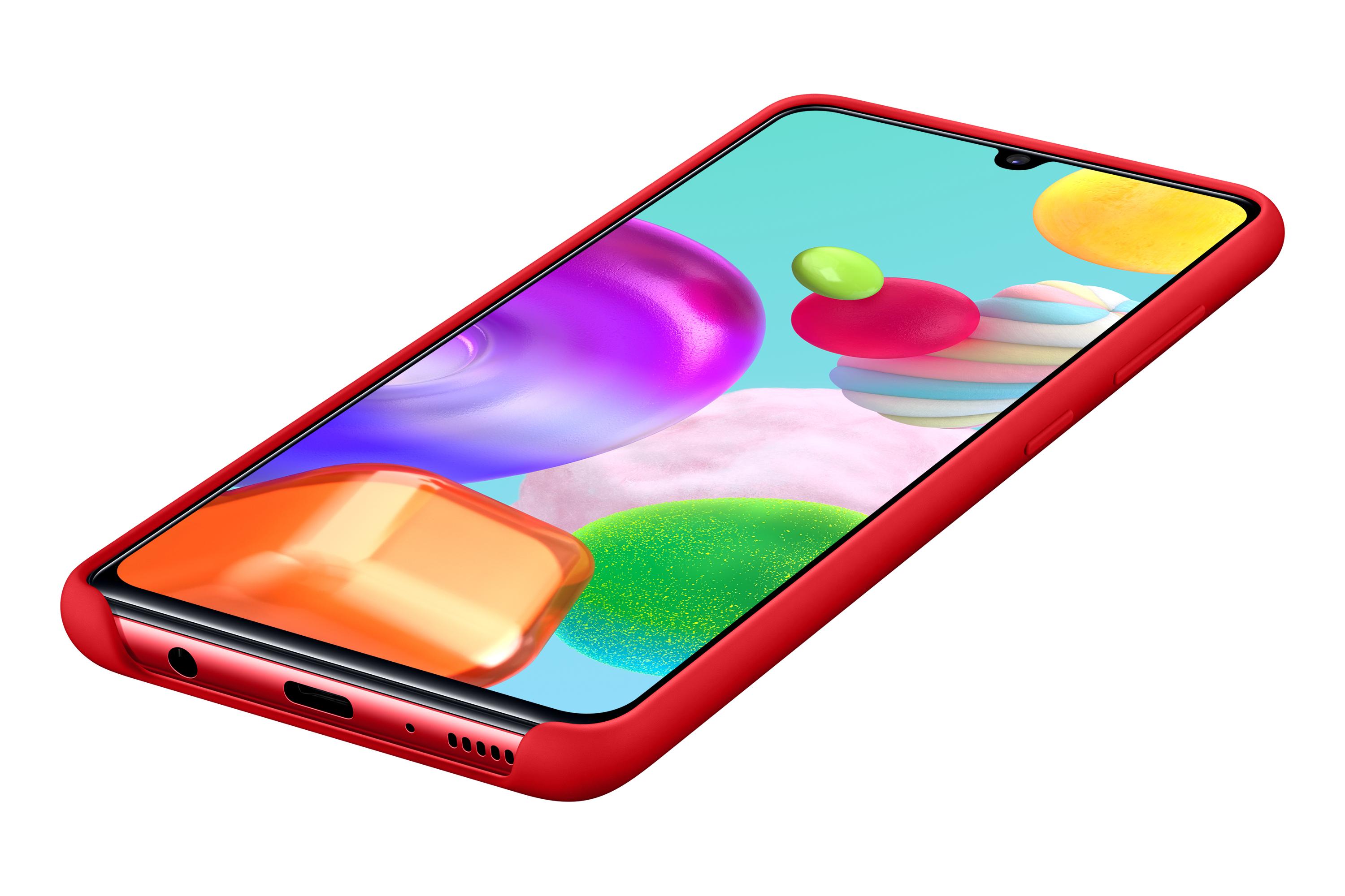 PA415TRE Silikoninis dėklas skirtas Samsung Galaxy A41 (Raudona)