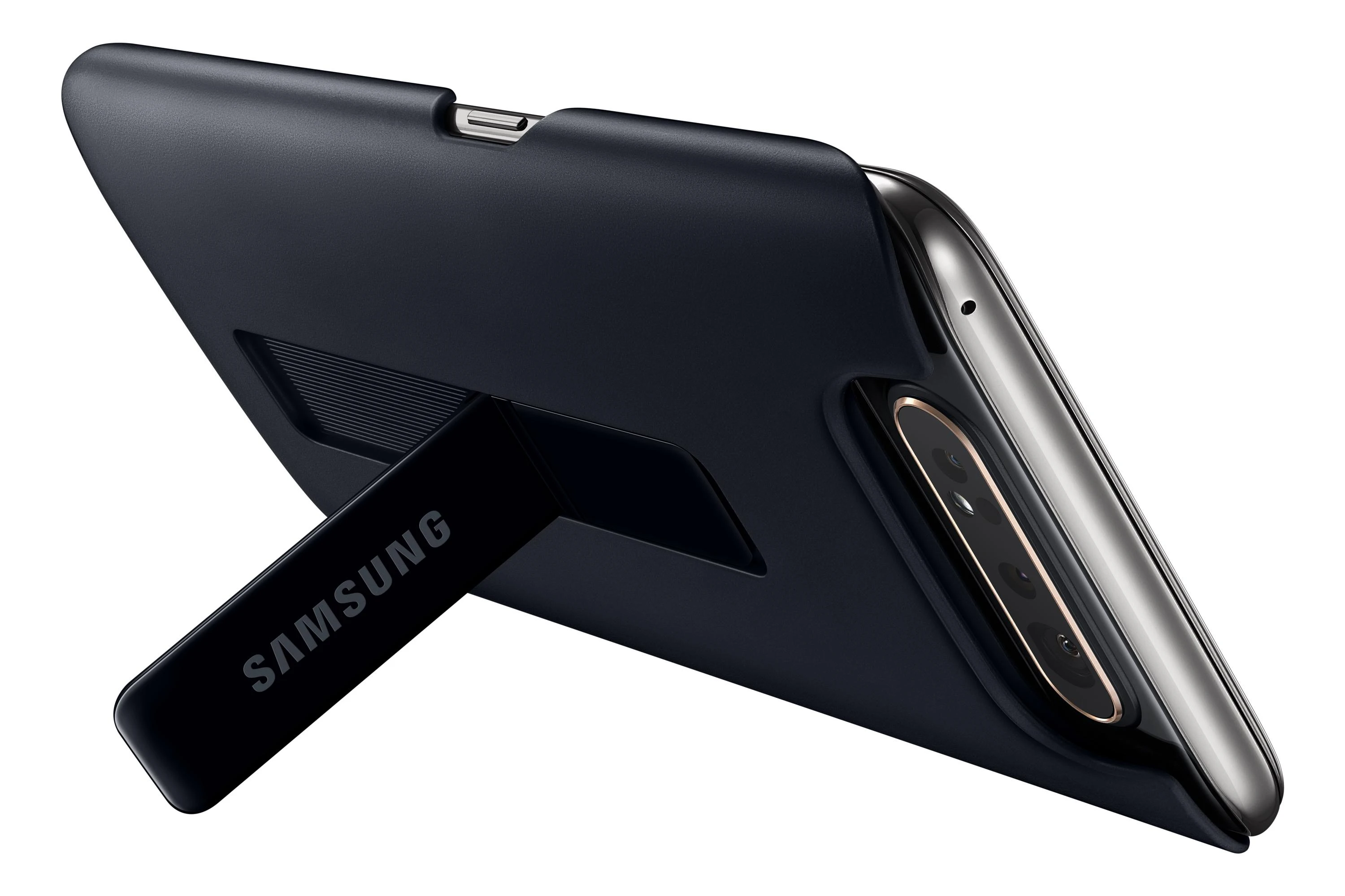 Samsung Galaxy A80 dėkliukas su stovu (Juodas) PA805CBE 