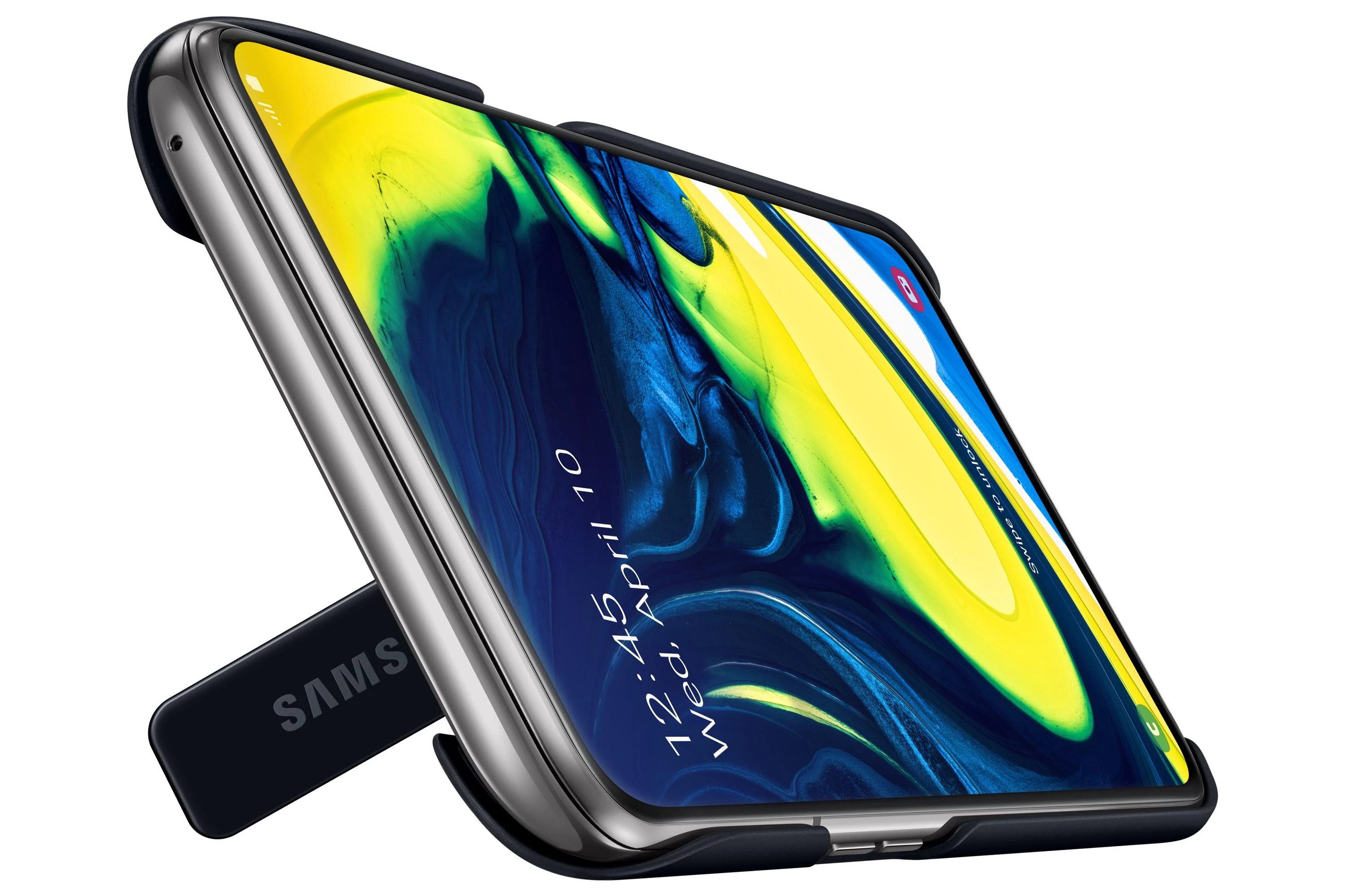 Samsung Galaxy A80 dėkliukas su stovu (Juodas) PA805CBE 