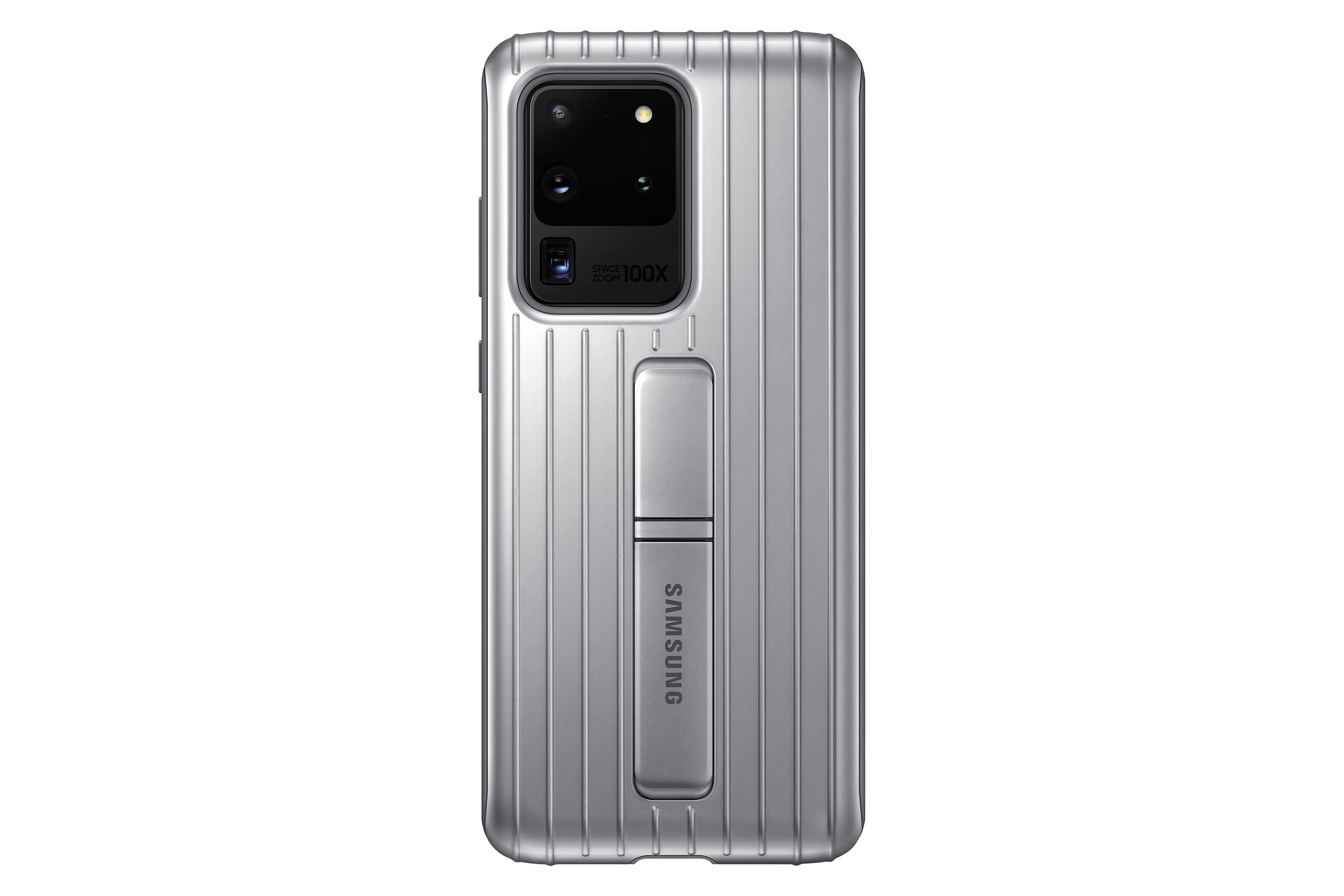 RG988CSE apsauginis stovintis dėklas, skirtas „Samsung Galaxy S20 Ultra“ (sidabrinis)