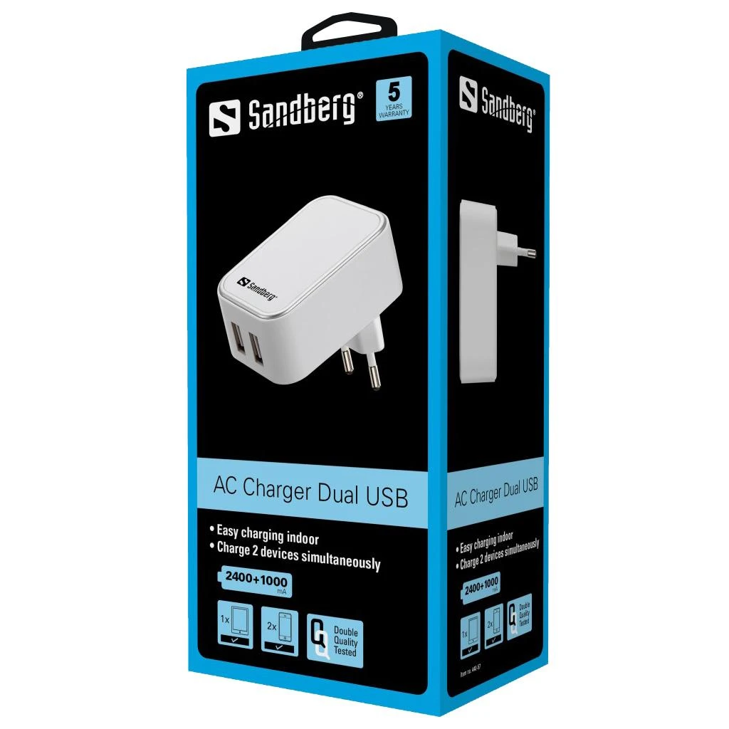 Sandberg AC Charger Dual USB 2.4+1A EU