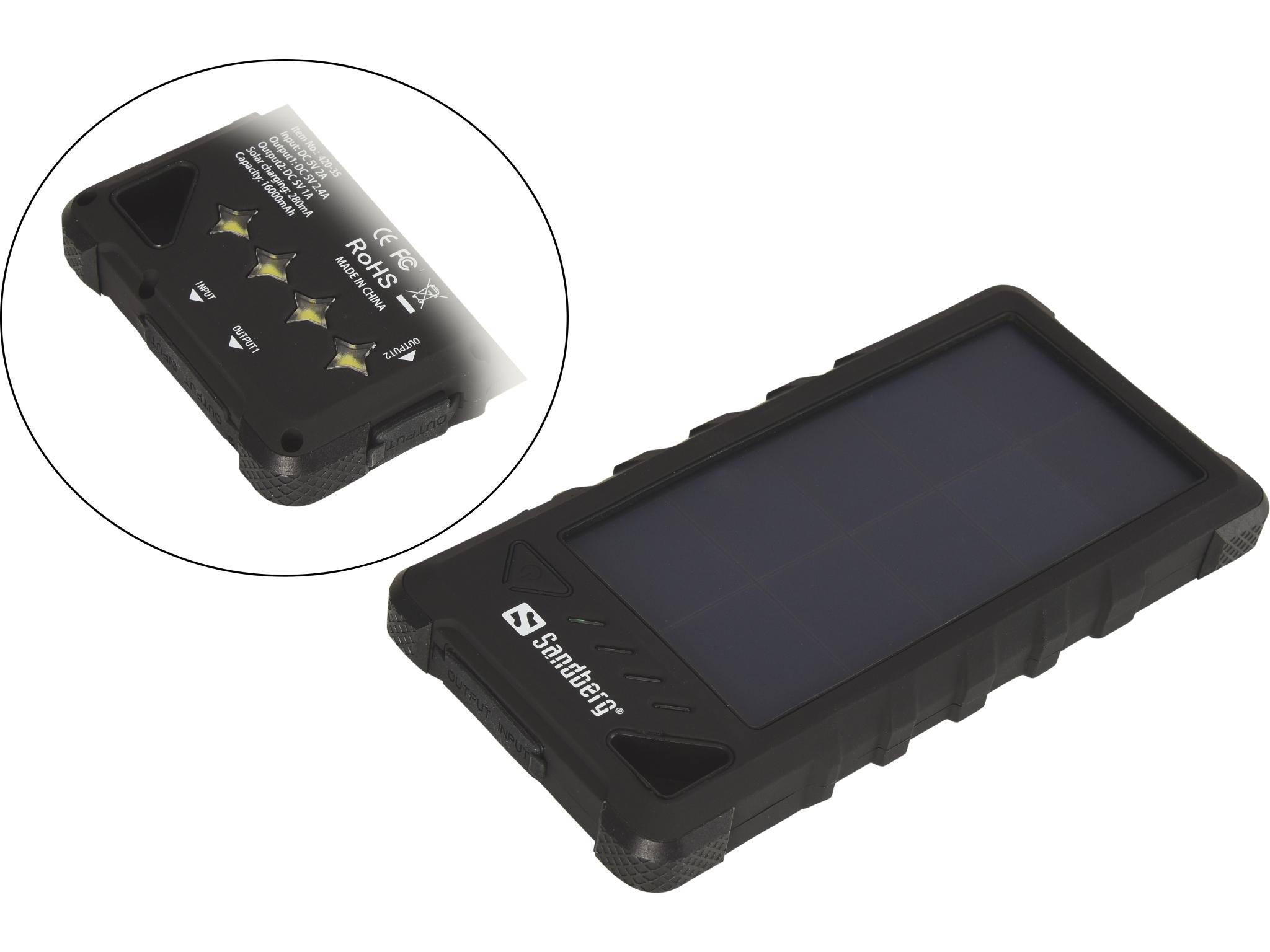 Nešiojamas įkroviklis Sandberg Outdoor Solar Powerbank 16000